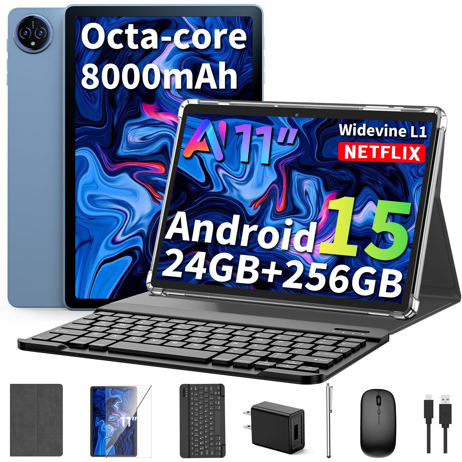 Amazon.com : 2026 11 Inch Tablet with Keyboard, Android 15 Tablet