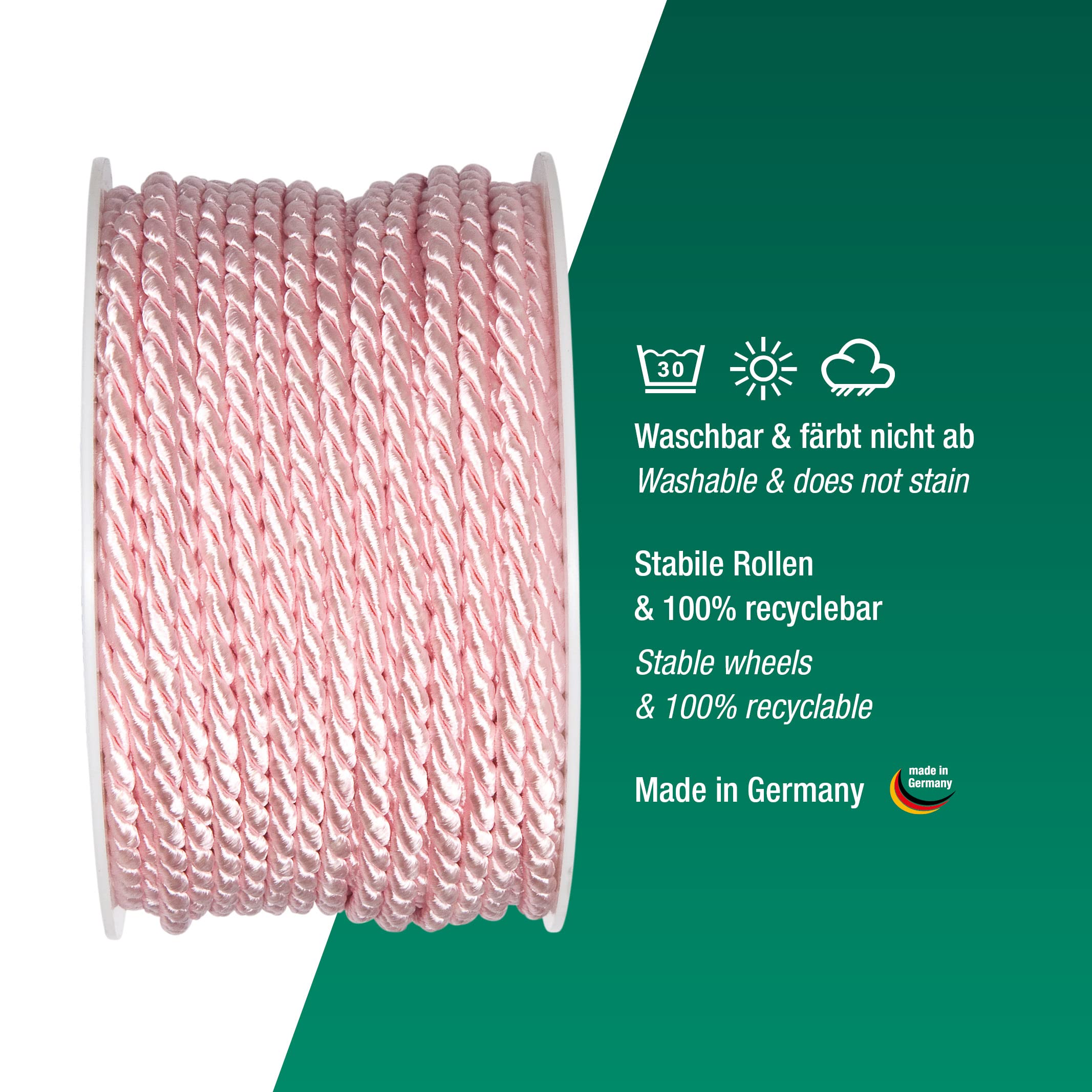 Halbach Seidenbänder Premium Kordel (Hellrosa) – Bild 3