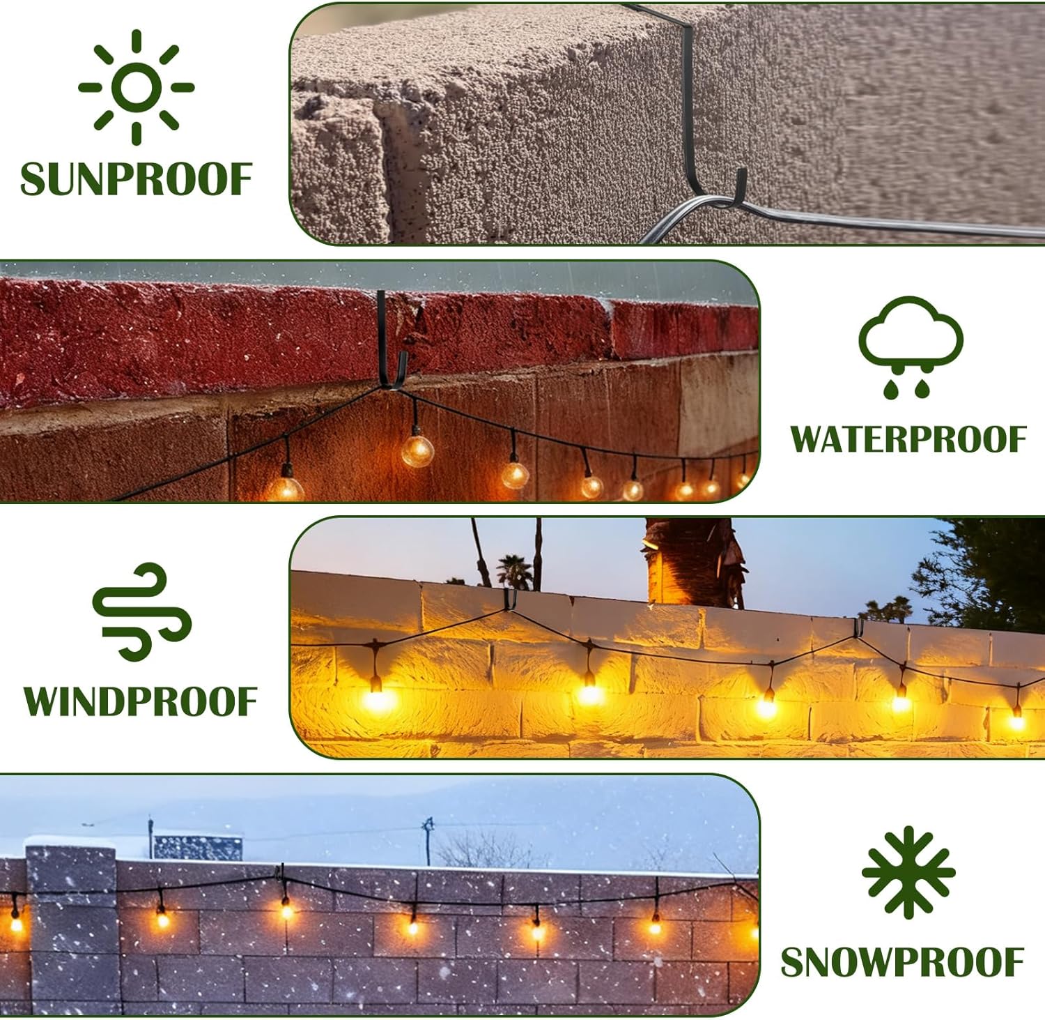 LEIFIDE 10 Pack No Drill Concrete Hangers Adjustable 6-11 Inch Wall Brick Hangers Metal Large Outdoor Light String Hooks for Plants with Screws & Screwdriver for Cinder Block Concrete Wall Fence