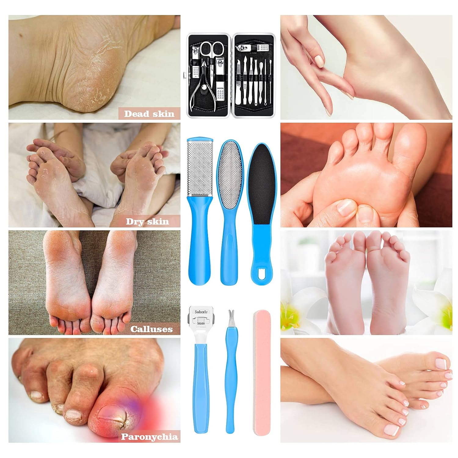 Pedicure Kits – Callus Remover for Feet. 23 in 1 Professional Manicure Set Pedicure Tools Stainless Steel Foot Care. Foot File Foot Rasp Dead Skin for Women Men Home Foot Spa Kit. Blue23