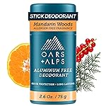 Oars + Alps Deodorant for Men & Women, Aluminum Free Deodorant for Men, Dermatologist Tested, Clean Ingredients, Vegan, Long Lasting, Mandarin Woods, 1pk, 2.6oz