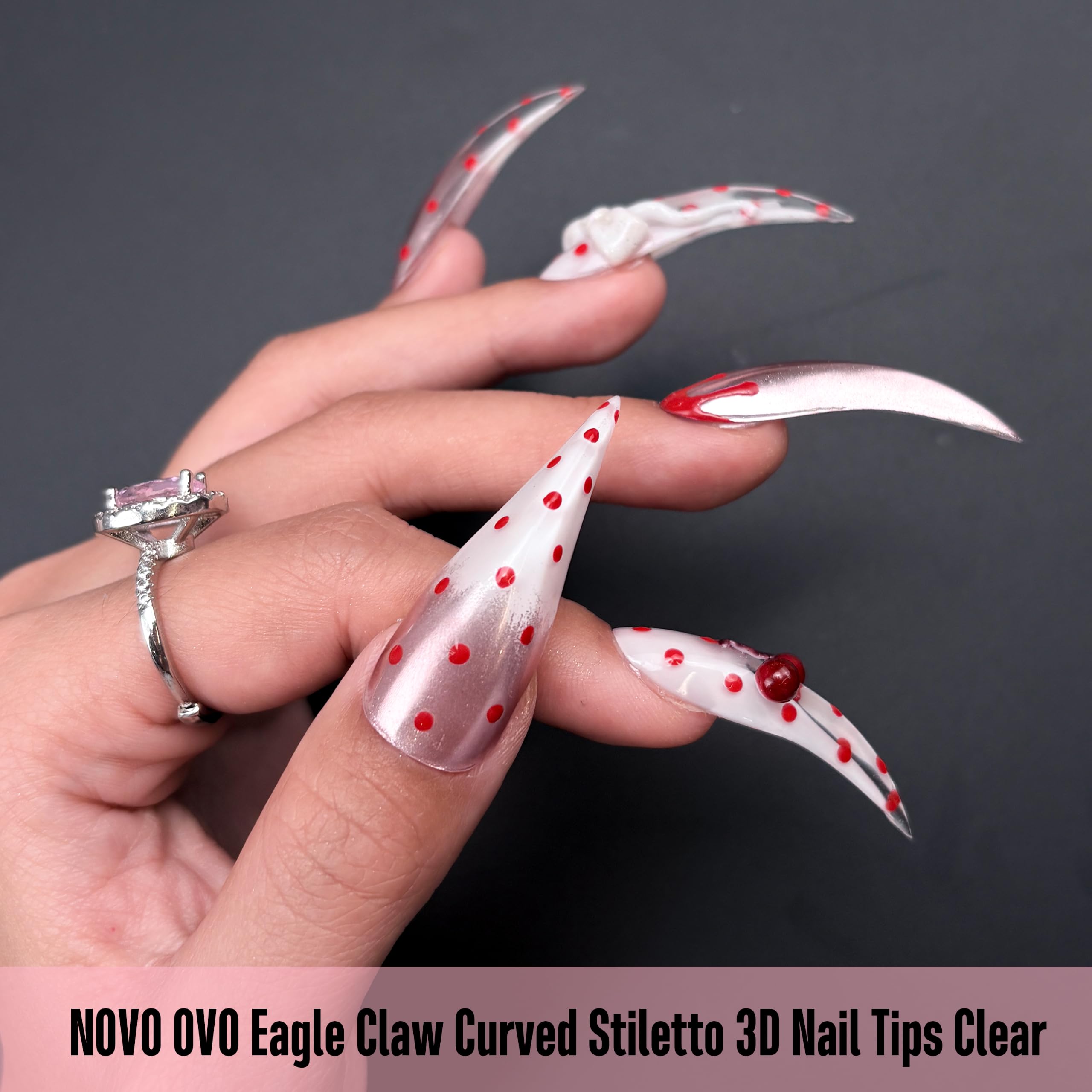Amazon | NOVO OVO Halloween Eagle Claw 3D Nail Tips with Thin Nail