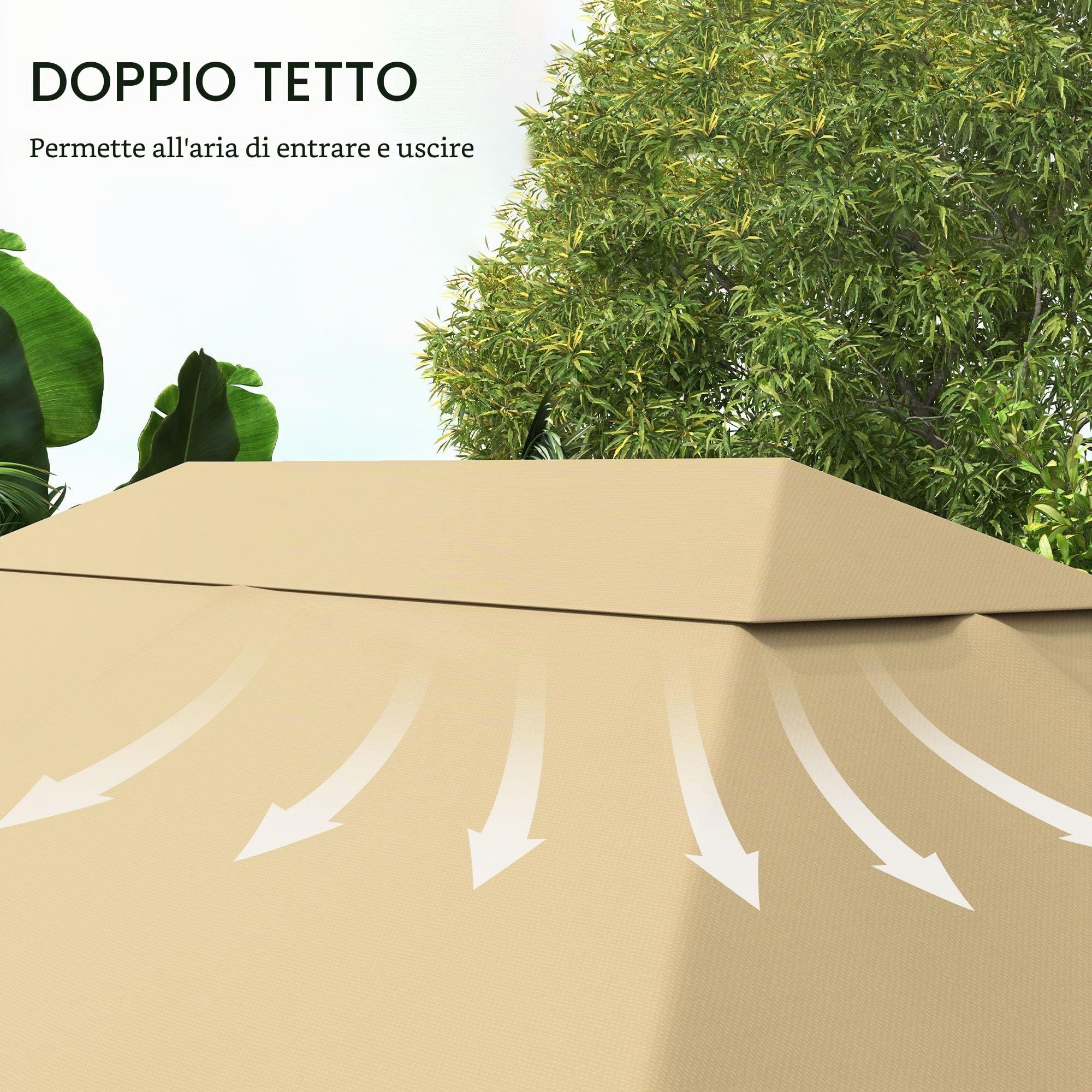Outsunny Tessuto di ricambio per gazebo da giardino tenda di ricambio in poliestere ad alta densità 180 g/m² anti-UV 3 x 4 m