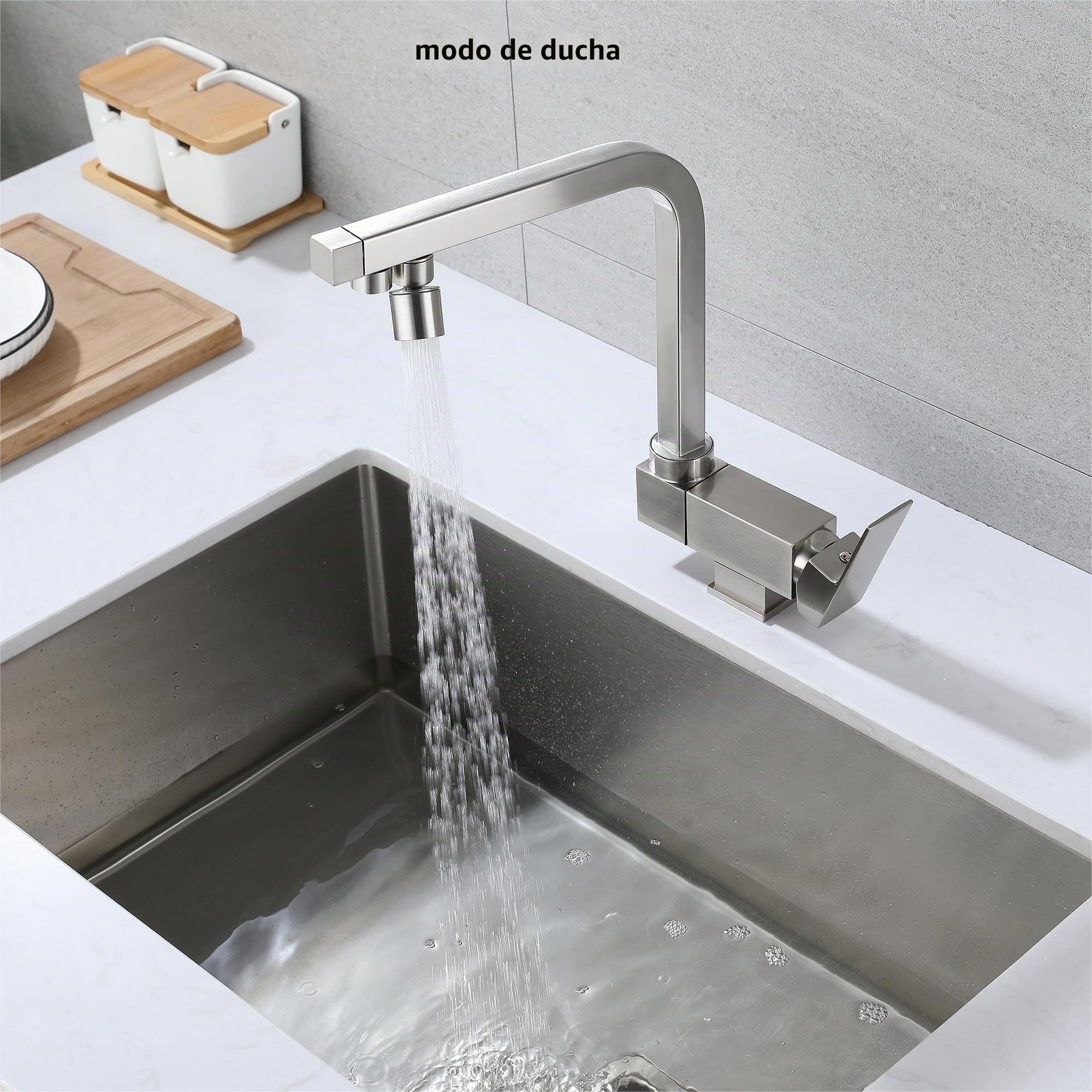 Grifo Cocina Abatible,grifo Osmosis 3 Vias,grifo De Cocina Tres Vias Osmosis Abatible,Grifo De Fregadero Plegable Giratorio 360°,Grifo Para Fregadero Bajo Ventana,material De Latón (NíQuel Cepillado)