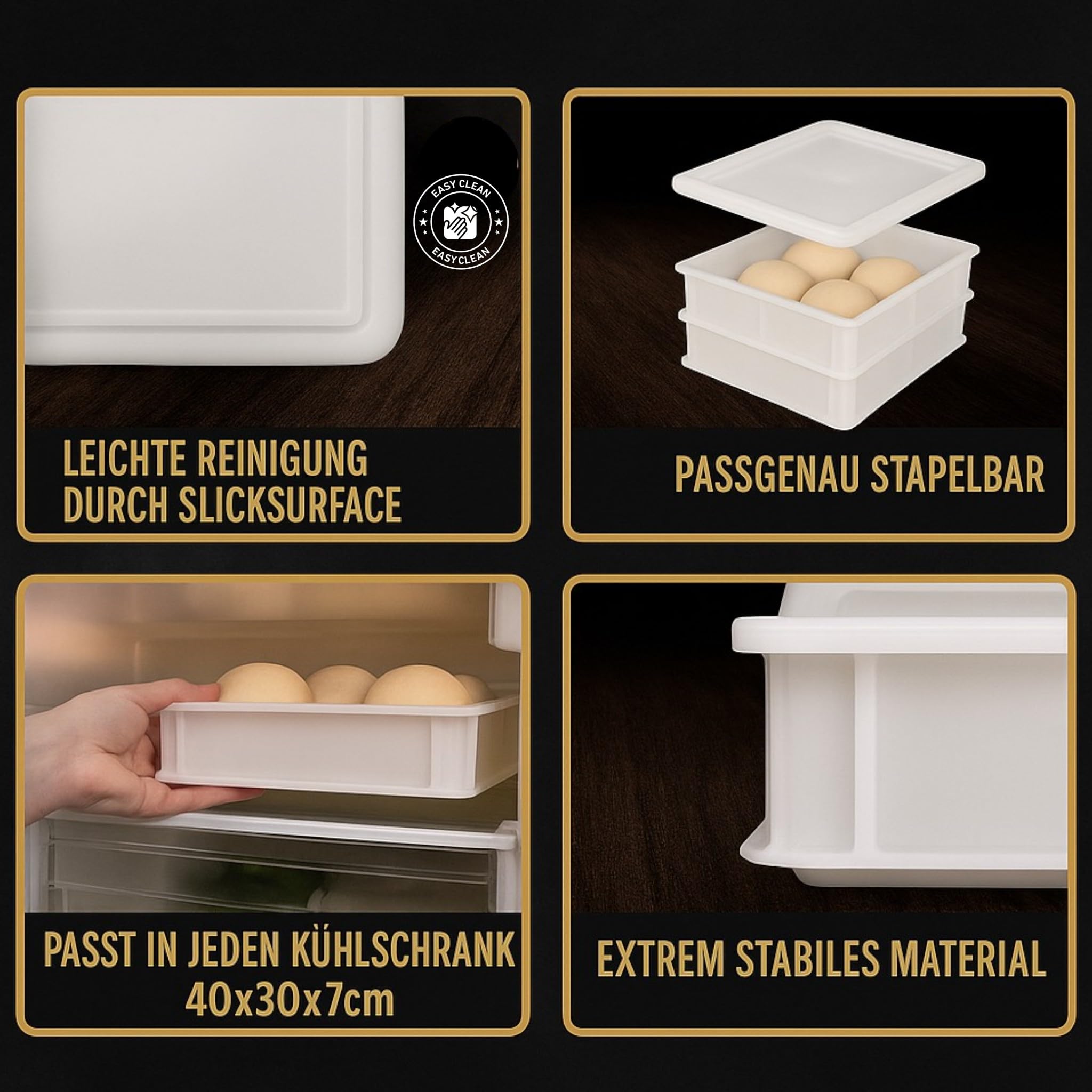Pizzaballenbox Starter-Kit – 4x La Farina 14, Semola & Trockenhefe – Inkl. 3er Teigschaber & Pizza Box mit Deckel – Praktisches Gärbox Set für Hobbybäcker & Pizzafans