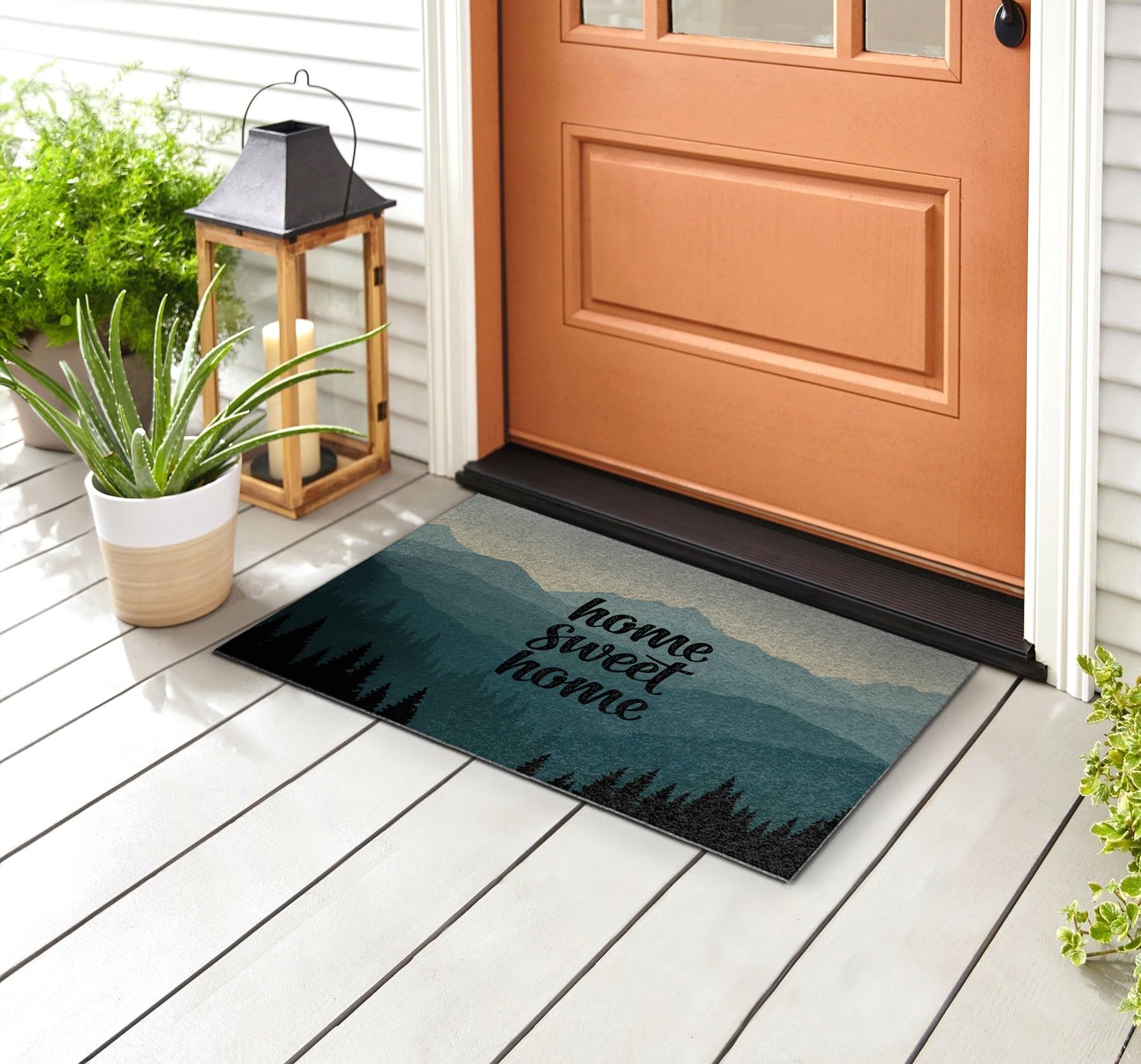 Tulup 90x60 cm Außenfußmatten Türmatte für draußen Outdoor-Wischmatte Schmutzfangmatte für draußen - Süße Heimatberge