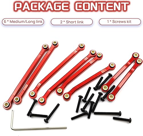 Miniatura 7 de Enlaces de chasis de alta liquidación Enlaces de suspensión Enlaces de aluminio CNC Set para TRX4M 118 piezas de actualización (rojo)