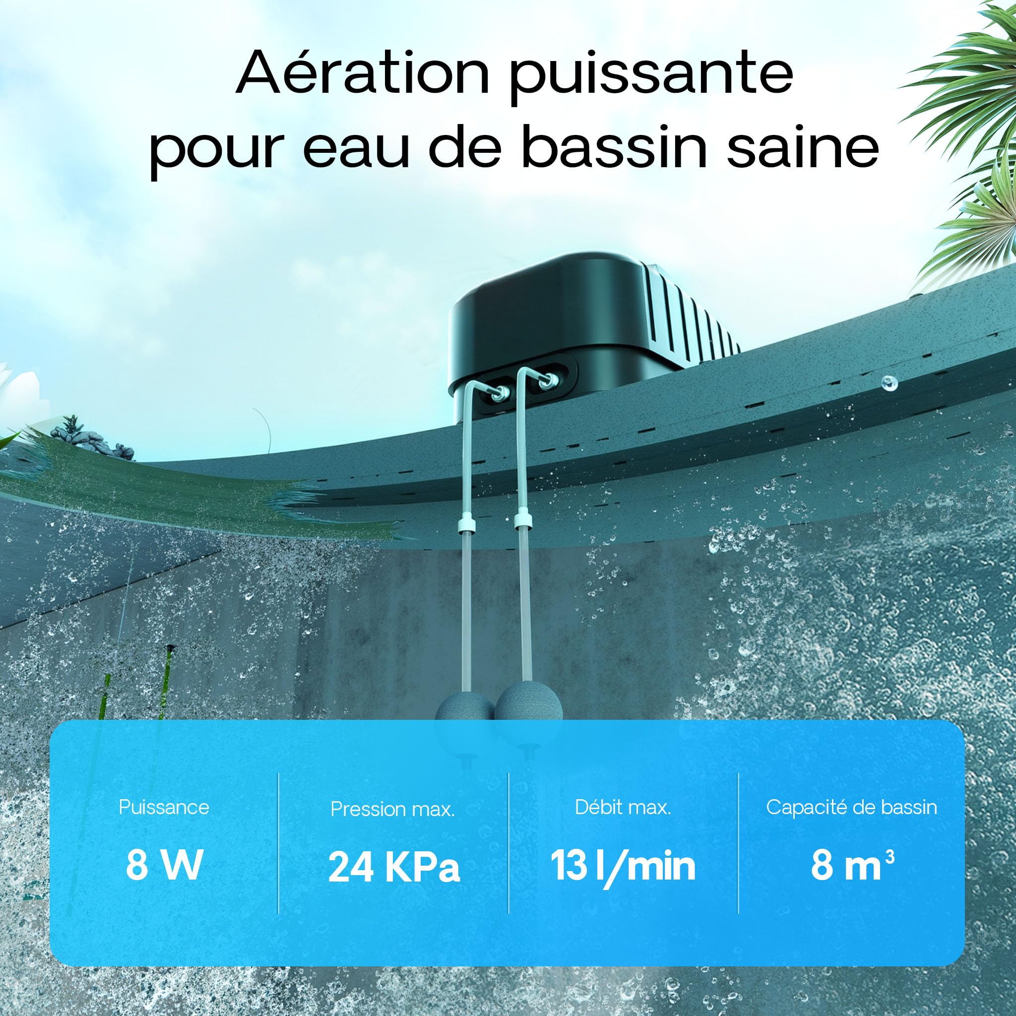 SunSun Cap Pompe Aquarium à air Bulleur Débit Longueur Pierre à Bulle Clapet ANI-Retour Sorties d’air Aérateur Diffuseur Aquariophilie Poissons Bassin Jardin Aquaculture