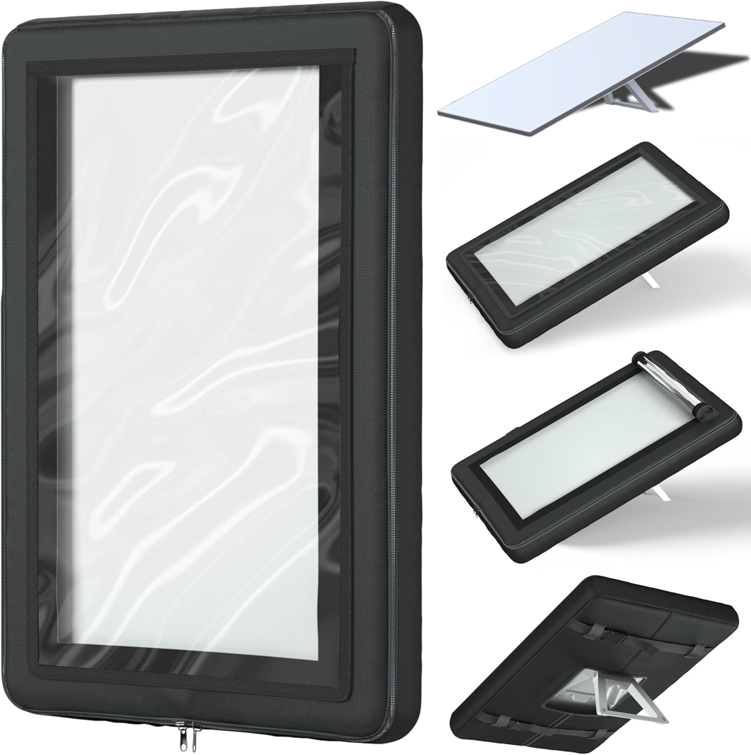 Protector for Starlink Gen3 Cover, Satellite Dish Accessories, Transparent PVC Material+900D Fabric, Weather-Resistant, Dustproof and Waterproof, for Maximum Signal Performance & Durability, Black