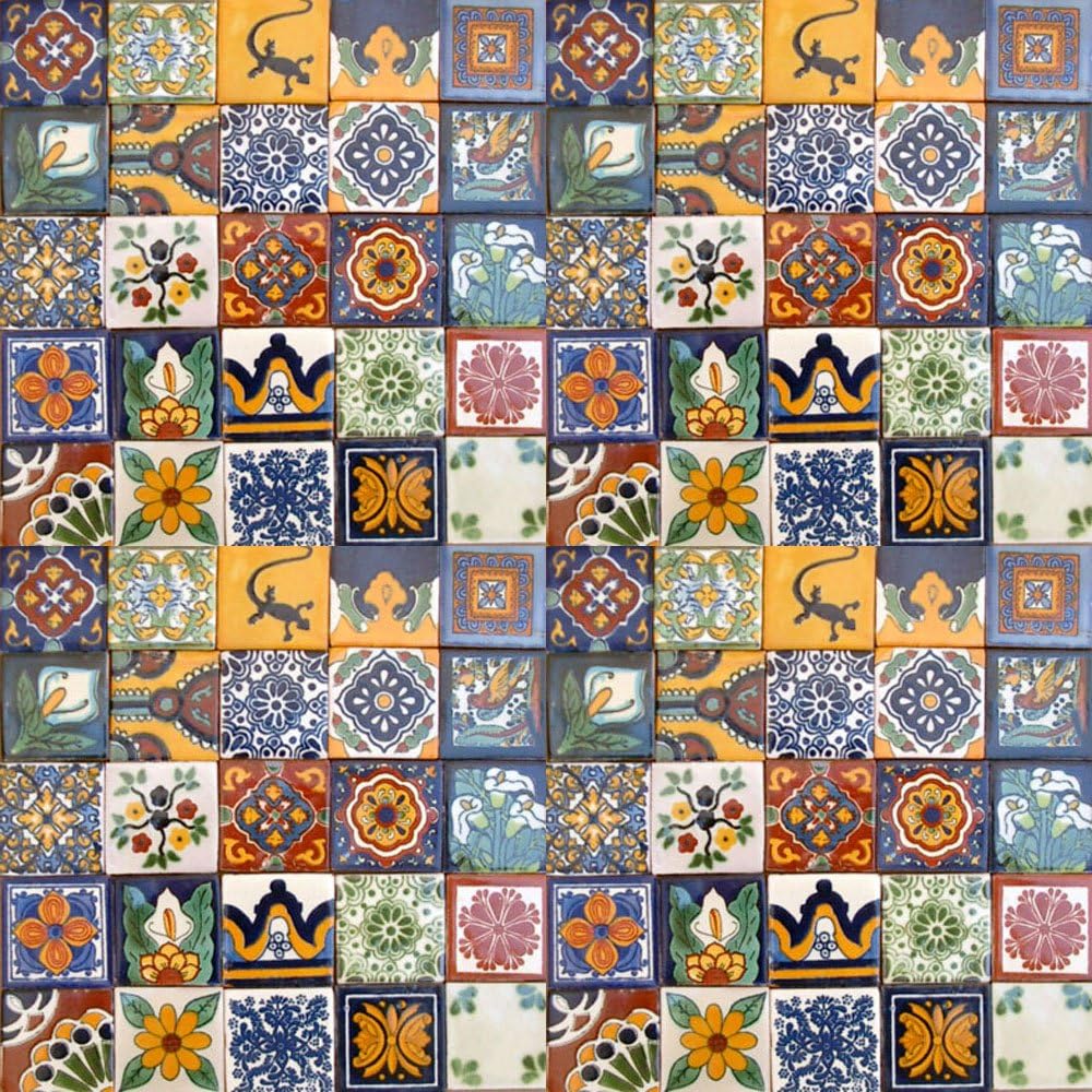 Tiletreasure 100 Designed Tiles Mexican Ceramic Assorted 2X2 INCH Tile