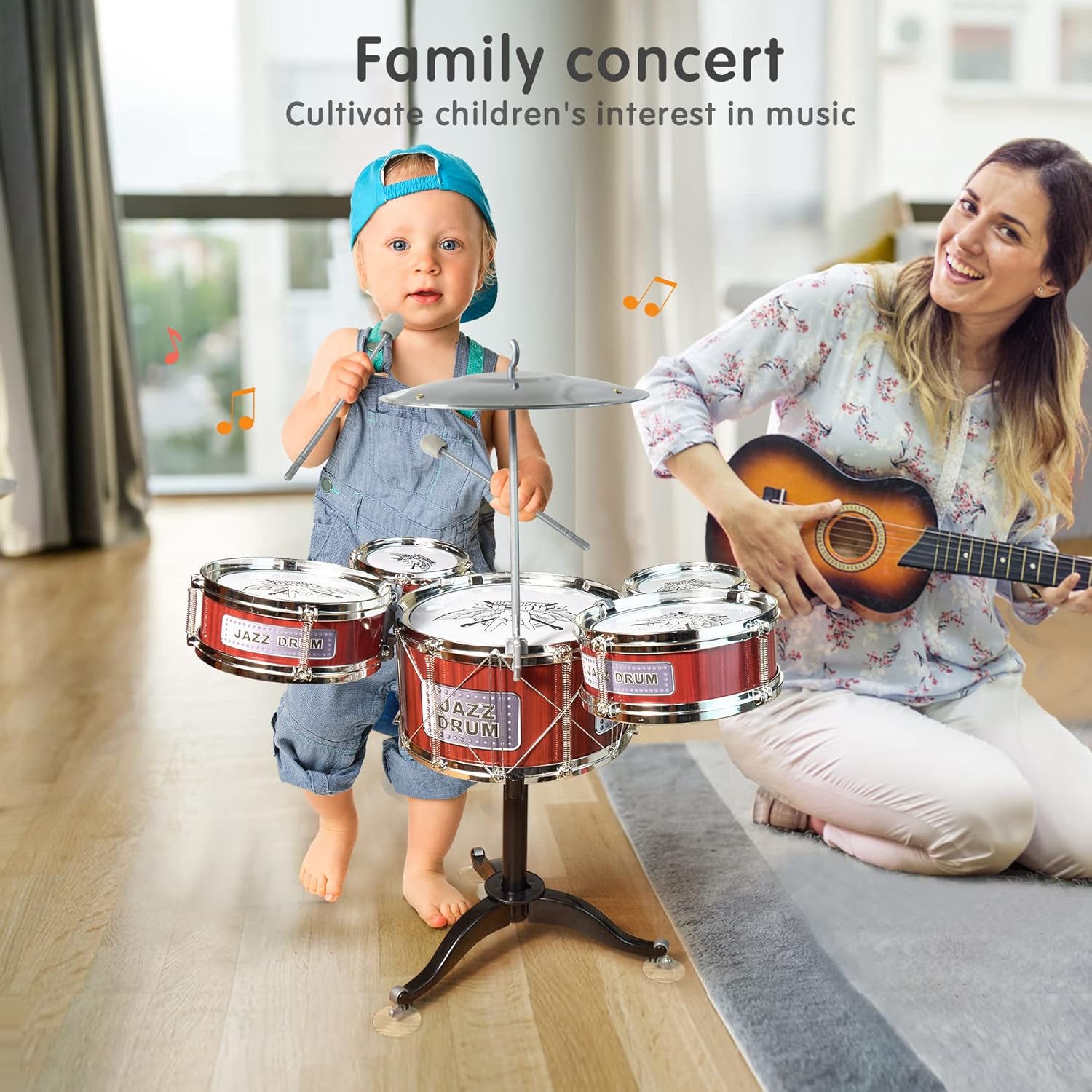 Drum Set for Kids,Toddlers Percussion Instrument Toy for Boys&Girls Aged 3 4 5 6,Birthday Gift(Claret) : Toys & Games