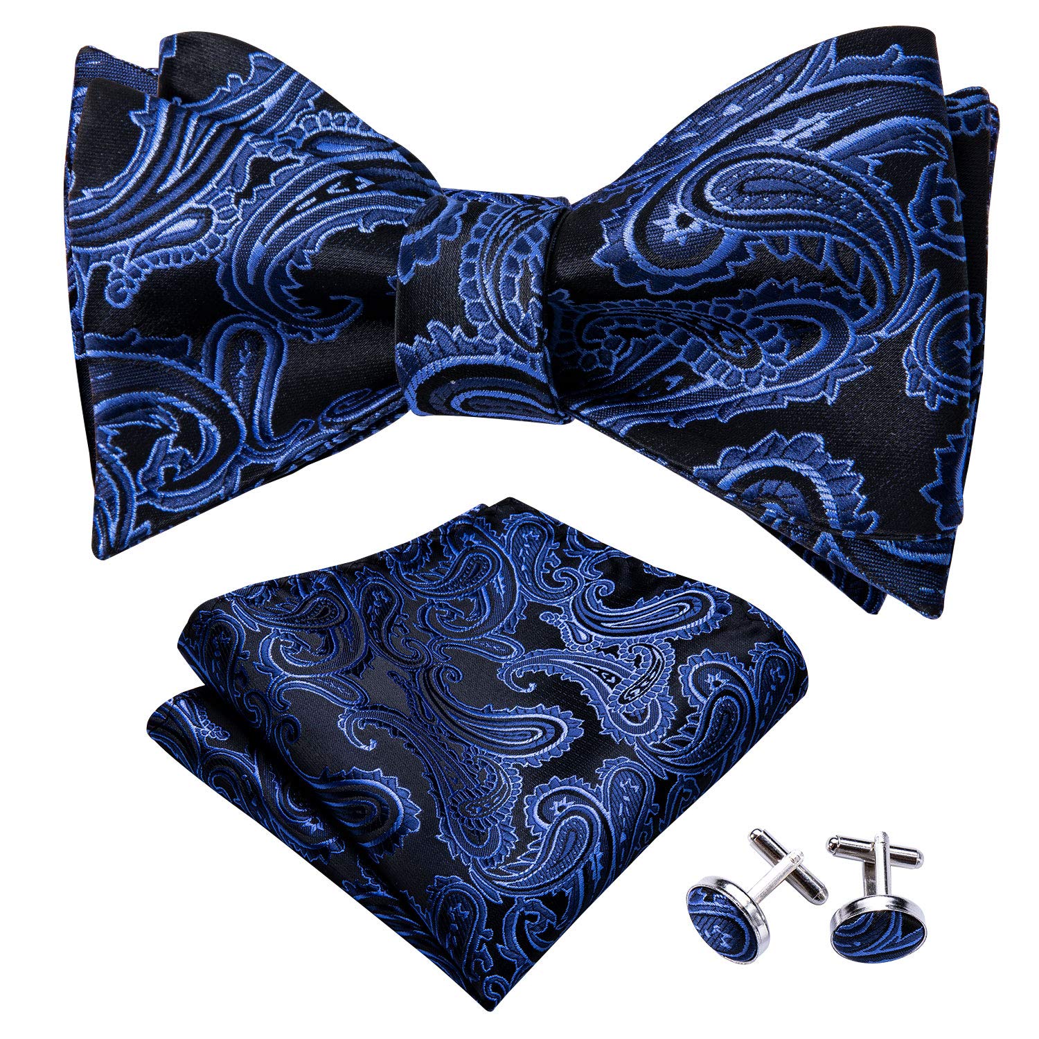 YOHOWAMen's Pre-Tied Bow Tie Formal Silk Adjustable Colorful Bowties for Men/Boys Handkerchief Cufflinks Set