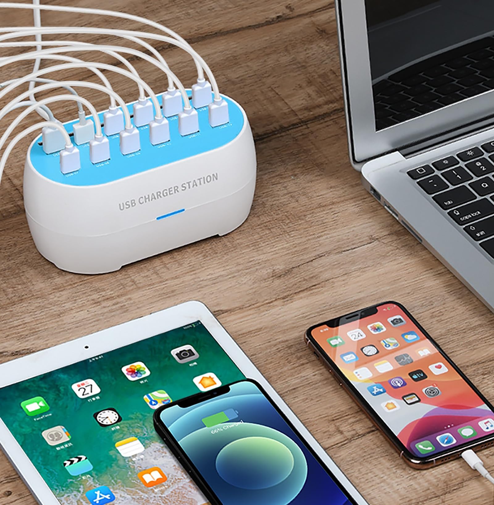 USB-Ladestation, USB-Ladestation Mit Mehreren Anschlüssen, 9 Schutzarten, Schnelleres Ladegerät, Starke Kompatibilität, Keine Beschädigung Des Akkus, Für Hotel, Geschäft, Schule
