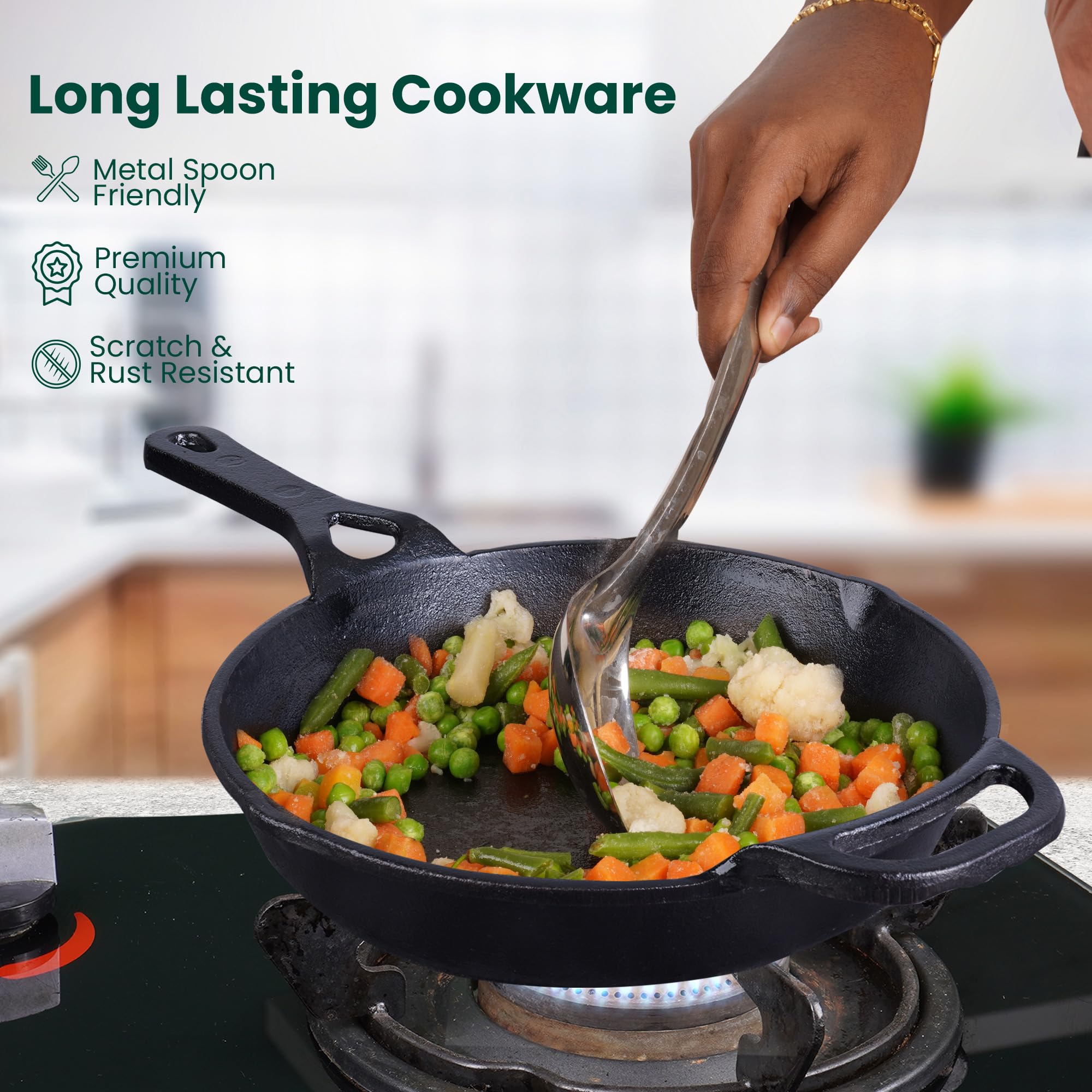 The Indus Valley Cast Iron Fry Pan - Toxin-Free & Flavorful -6