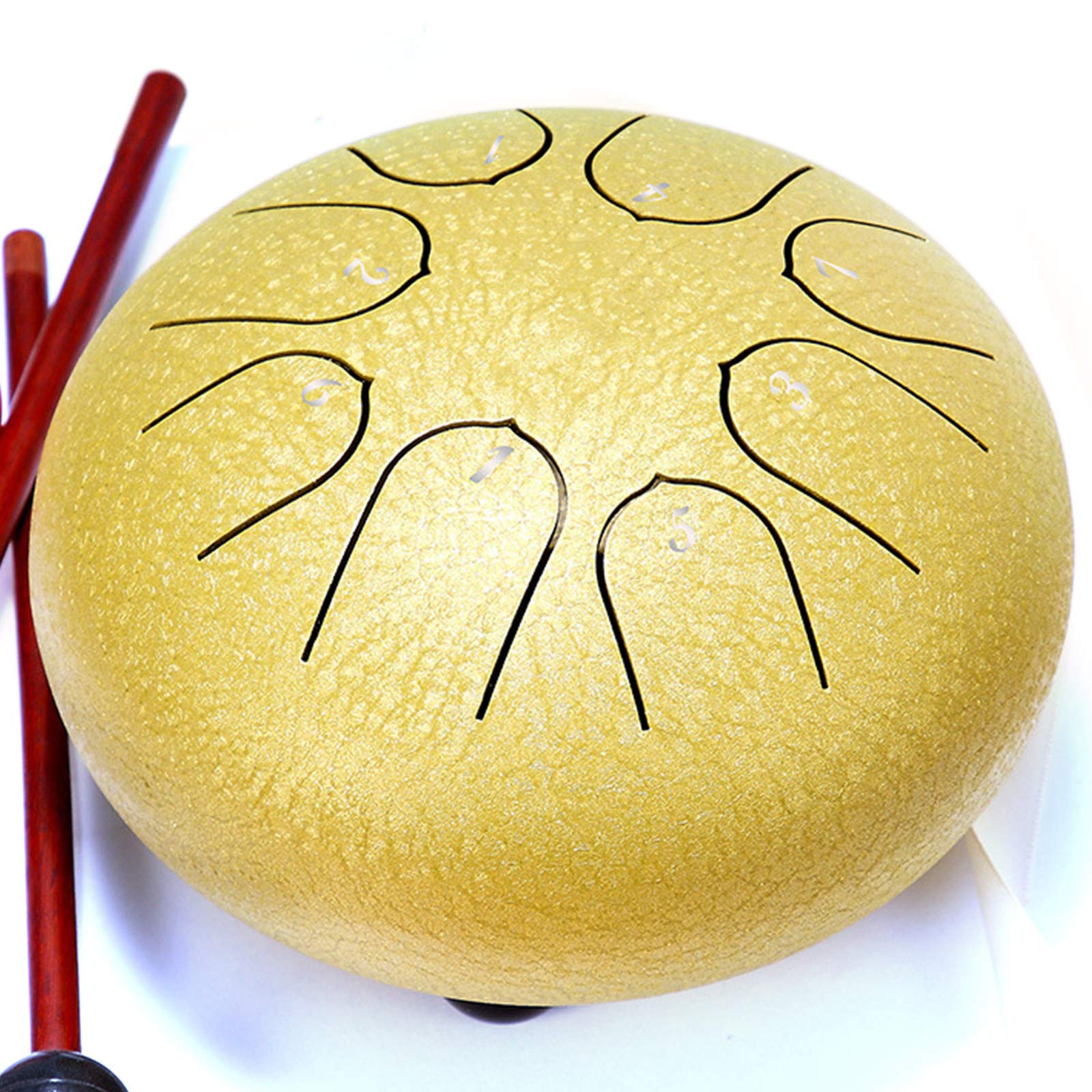 Générique Handpan Tongue Drum allié pour Enfants Adultes, Tambour éthéré, kit de Handpan Tongue Drum pour Instrument à Percussion de 6 Pouces à 8 Notes pour ands, Tambour à Main, Jaune