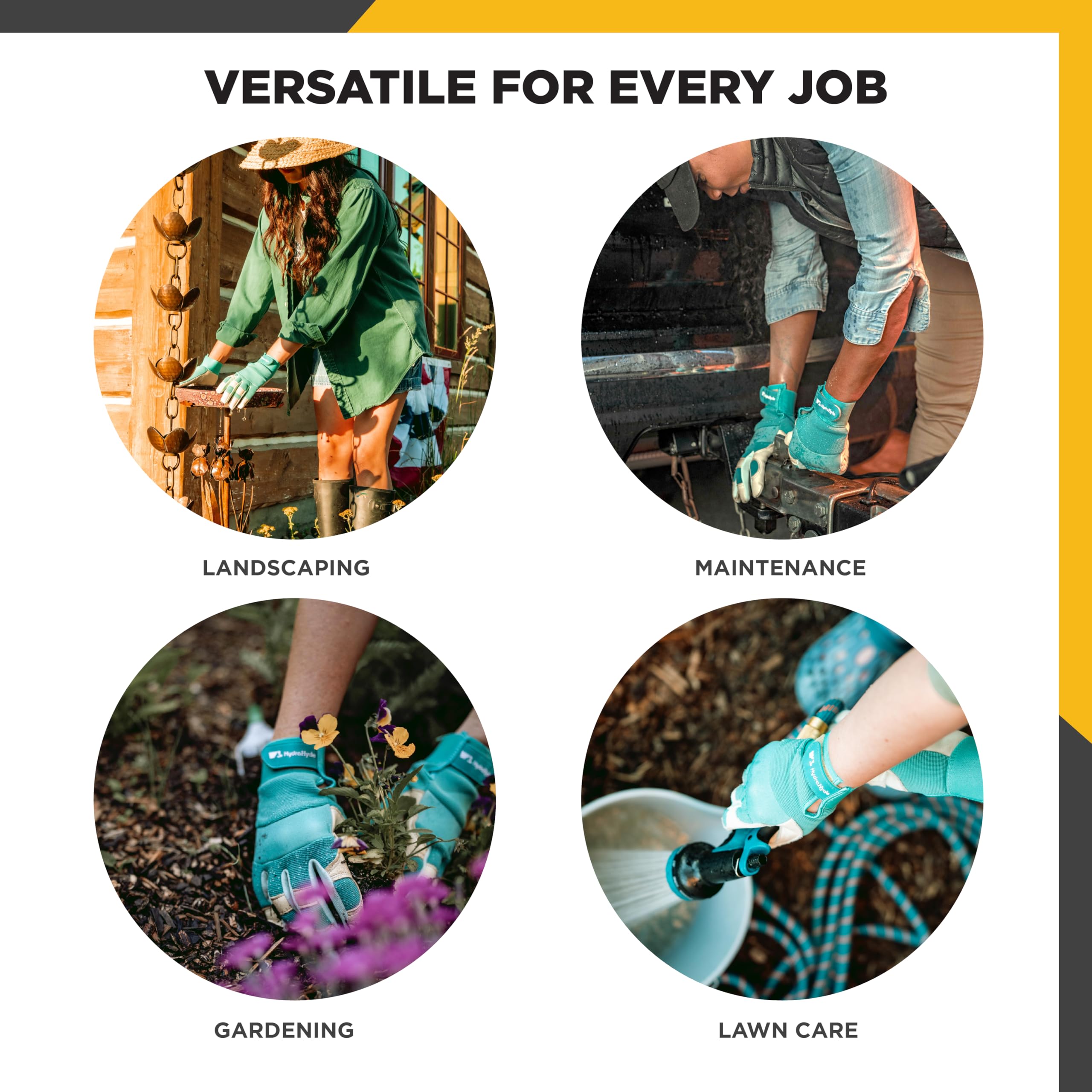 Wells Lamont Gants de travail/jardinage hybrides pour femme | Cuir Hydrahyde résistant à l'eau | Bleu marine Taille M (3204M)