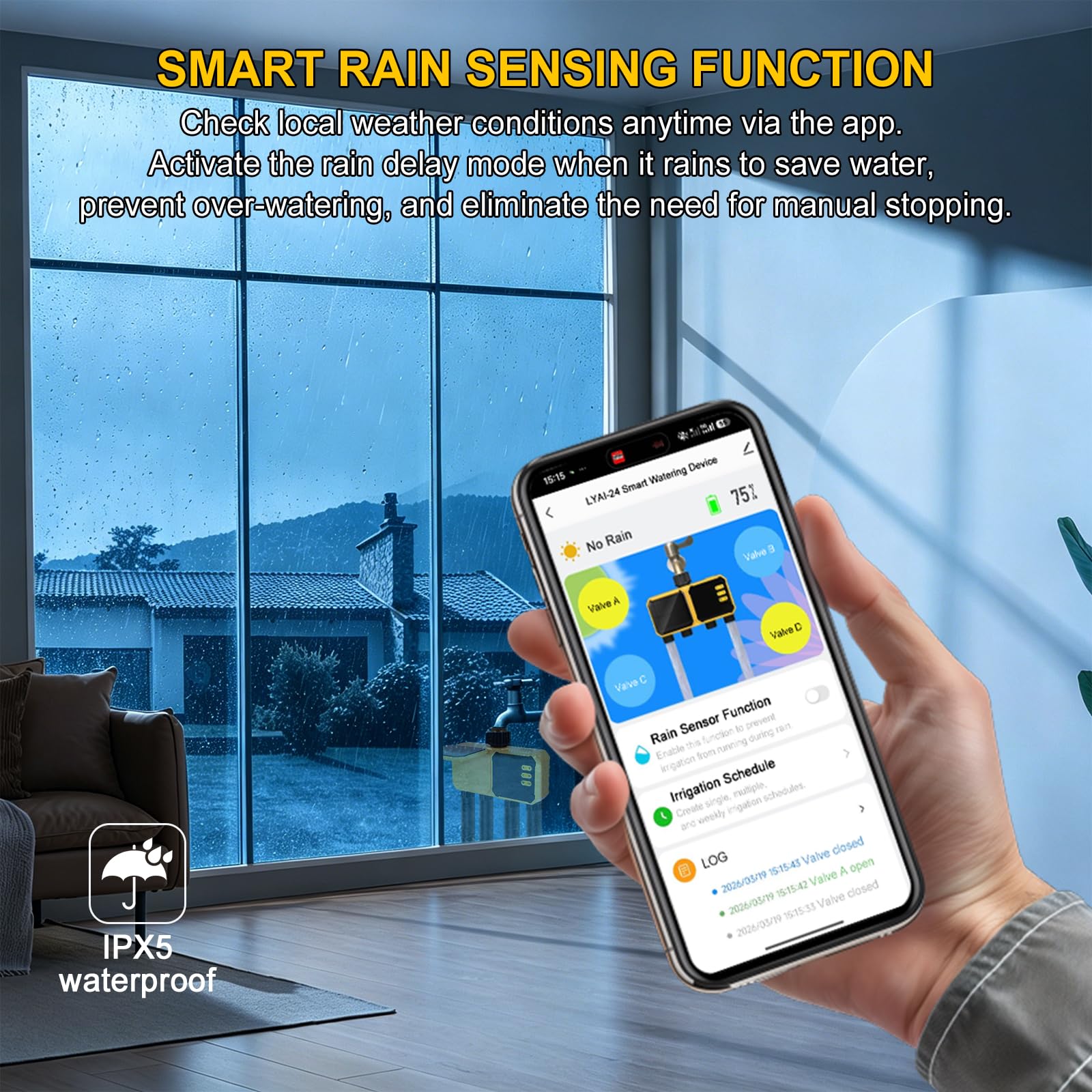 Nikou Bewässerungscomputer WLAN mit 4 Ausgänge, Solaranlagen Bewässerungssystem Zeitschaltuhr Gartenbewässerung, Automatischer und Manueller Modus, mit APP, Regenverzögerung für Balkon Rasen Garten