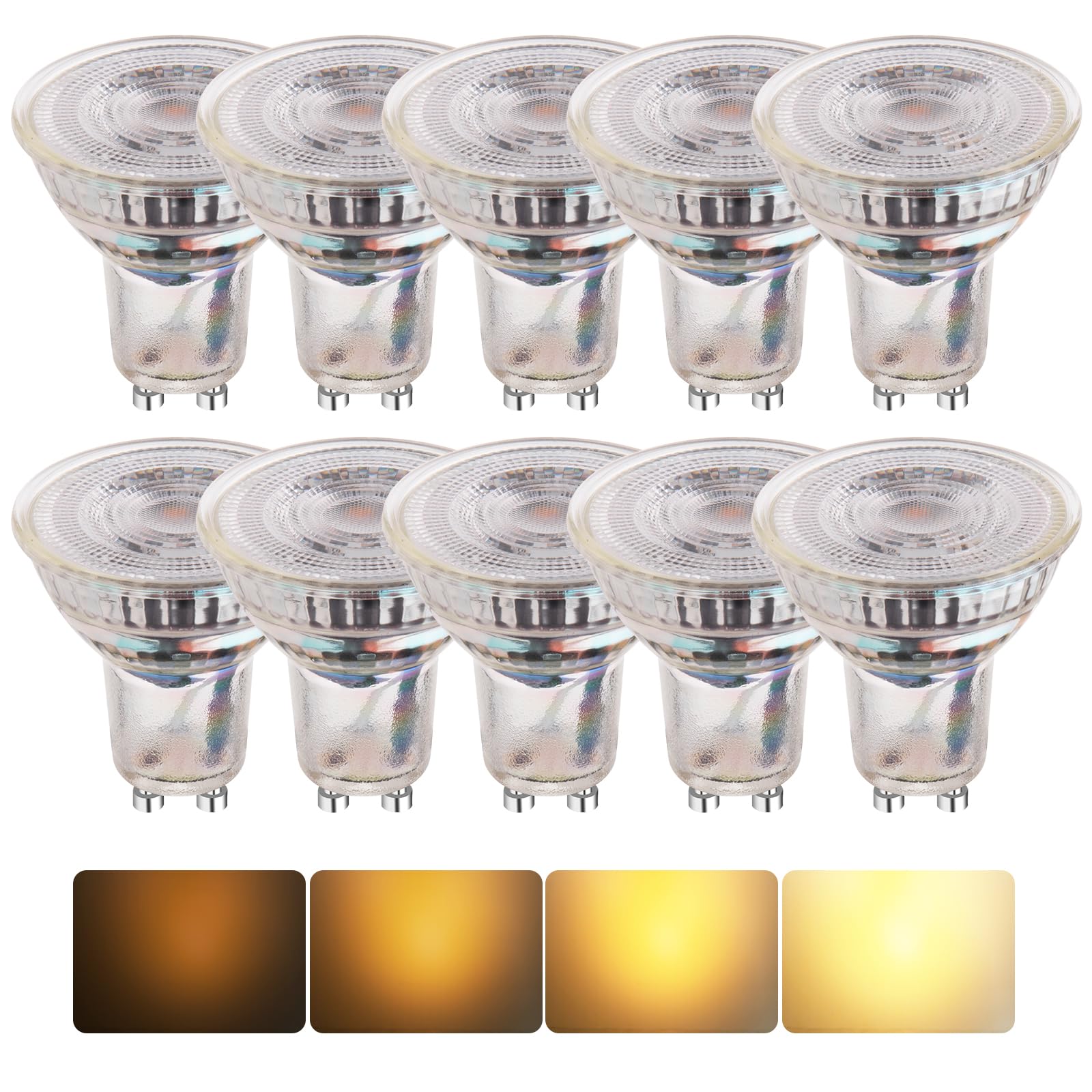 Wesome Lighting GU10 LED Dim to Warm Glühbirnen, 4,5W 400LM, 2200K-3000K Farbtemperatur, 36° Abstrahlwinkel, Dimmbar, 10er Pack