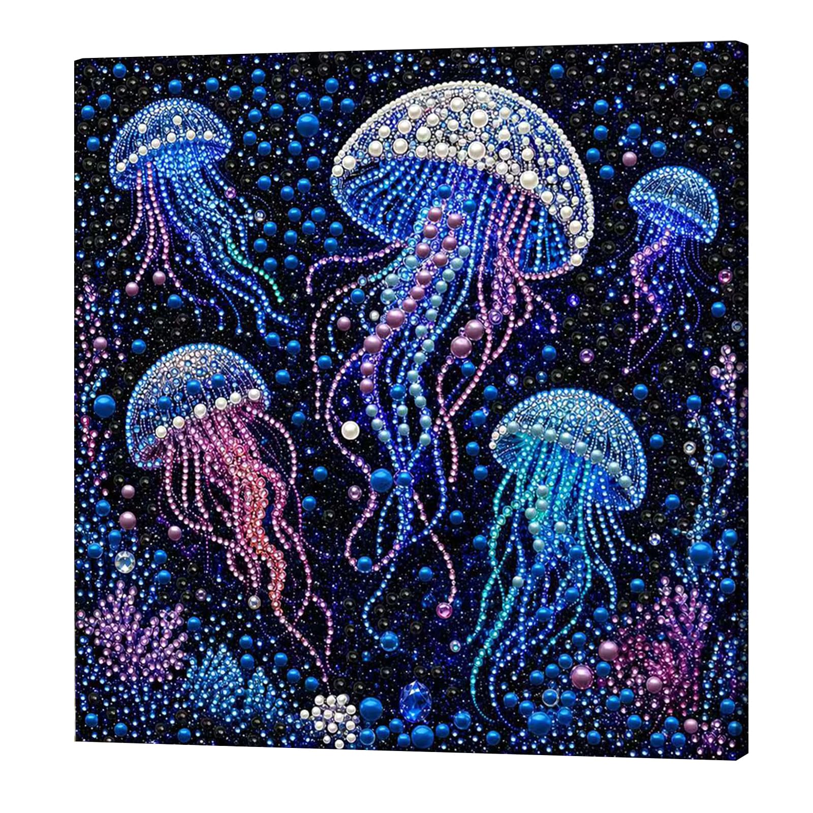 POETRYDRAW Jellyfish Pearl Dot Painting Kit with Frame 11.81x11.81In