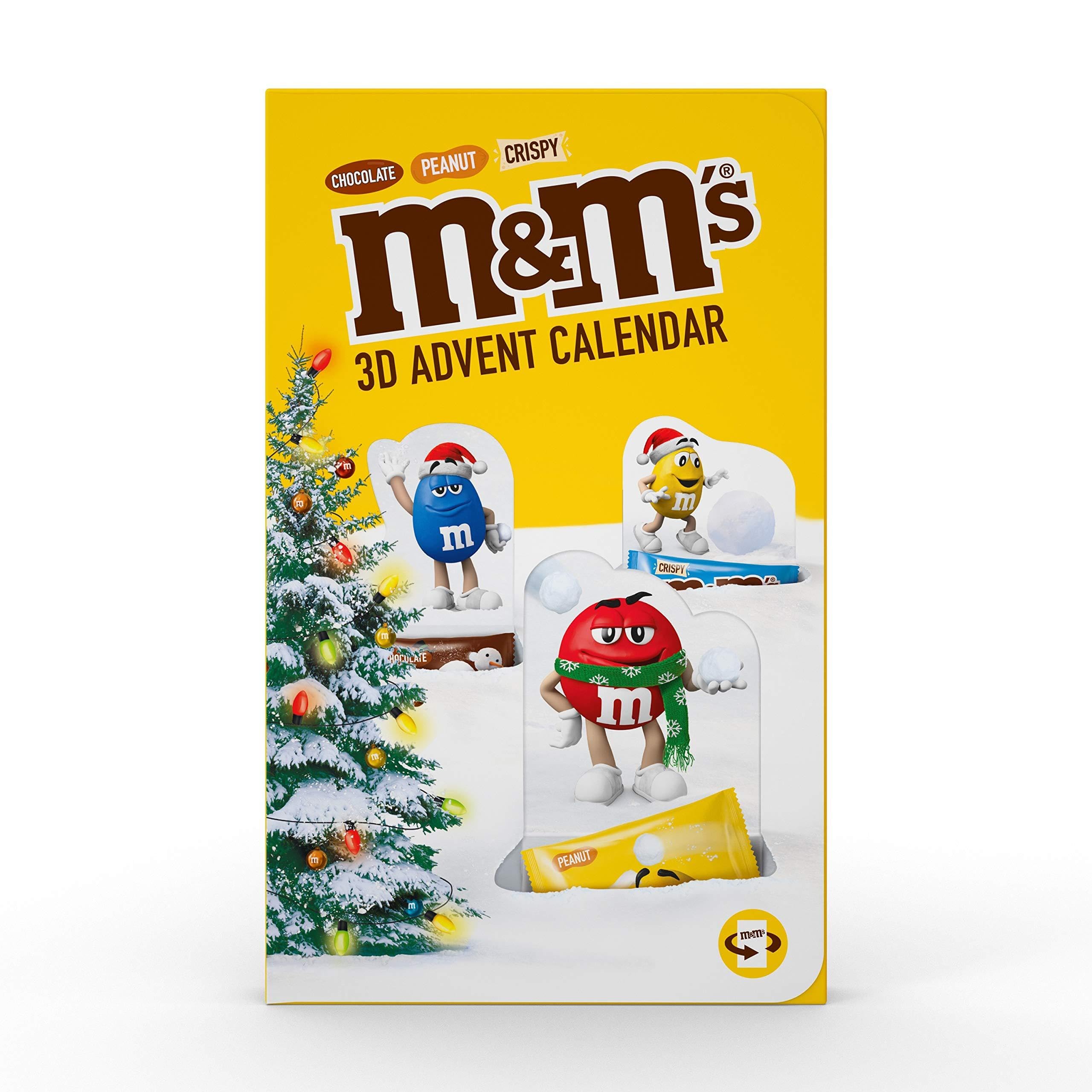 M&M's Adventskalender, 3D Pop-Up Weihnachtskalender mit 24 Weihnachtsüberraschungen, Enthält die M&M's Klassiker Peanut, Chocolate und Crispy, Ideal zum Verschenken, Inhalt: 346 g