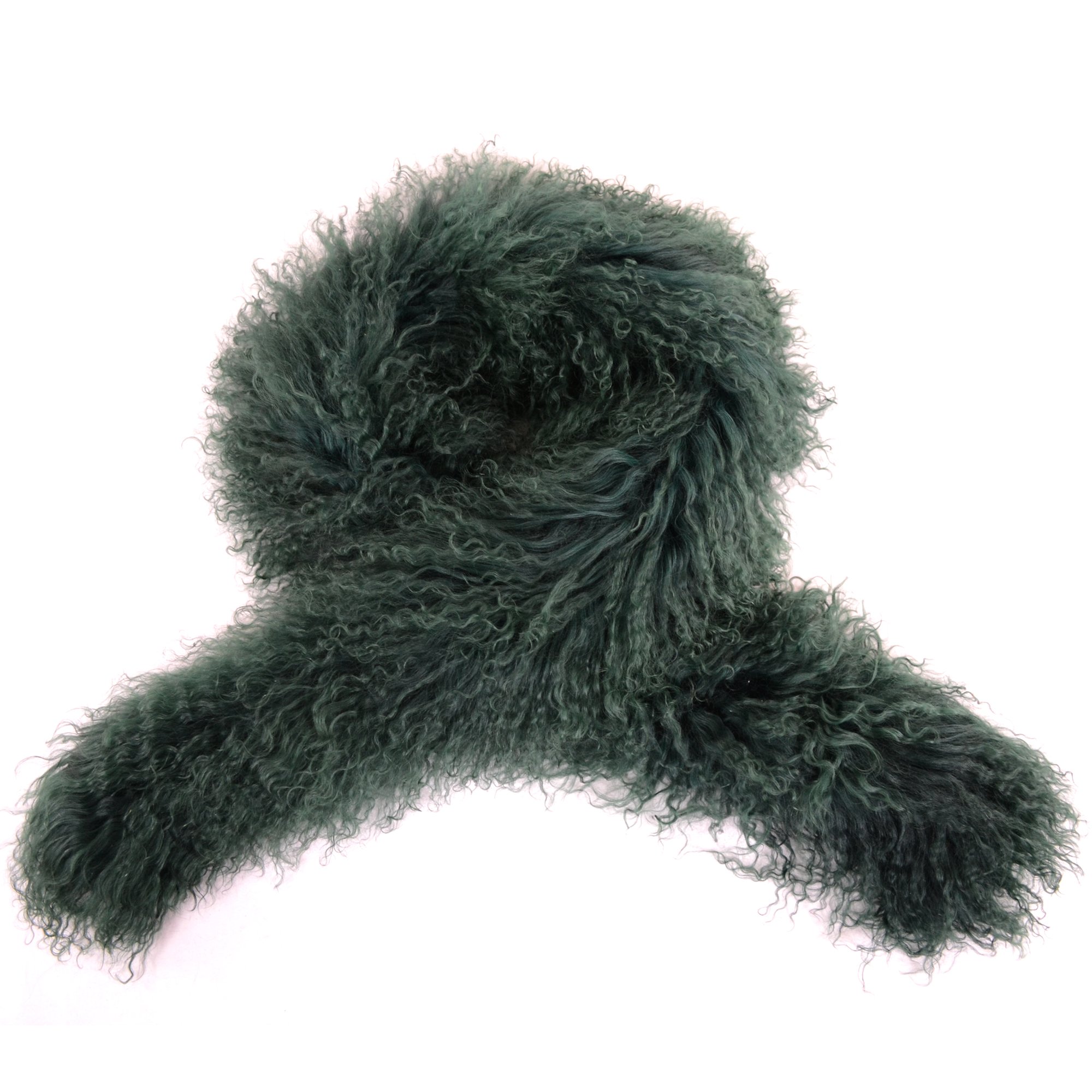 SNUGRUGS Womens Extra Long Luxury Genuine Curly Mongolian Sheepskin Scarf/Boa - Green