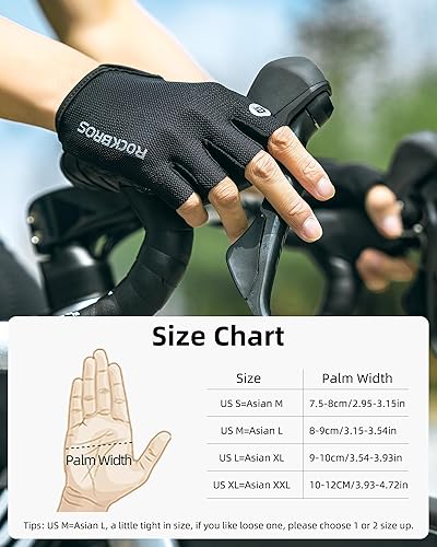 Miniatura 6 de ROCKBROS Guantes de ciclismo para hombres y mujeres - Guantes de bicicleta transpirables - Guantes de medio dedo para ciclismo diario,