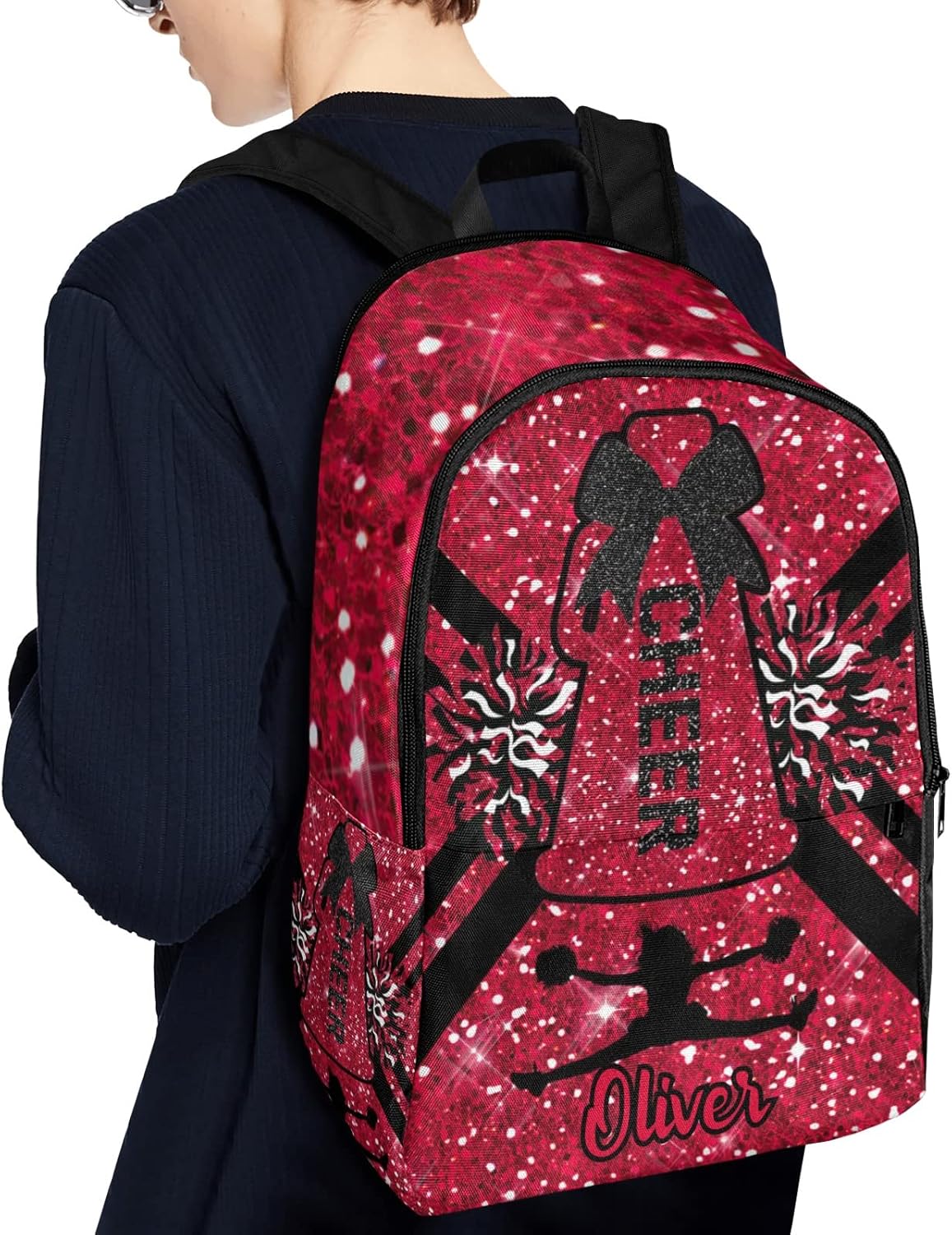 Red Cheer Cheerleader Backpack Casual Travel Bookbags Computer Laptop Bag Daypack for Gift
