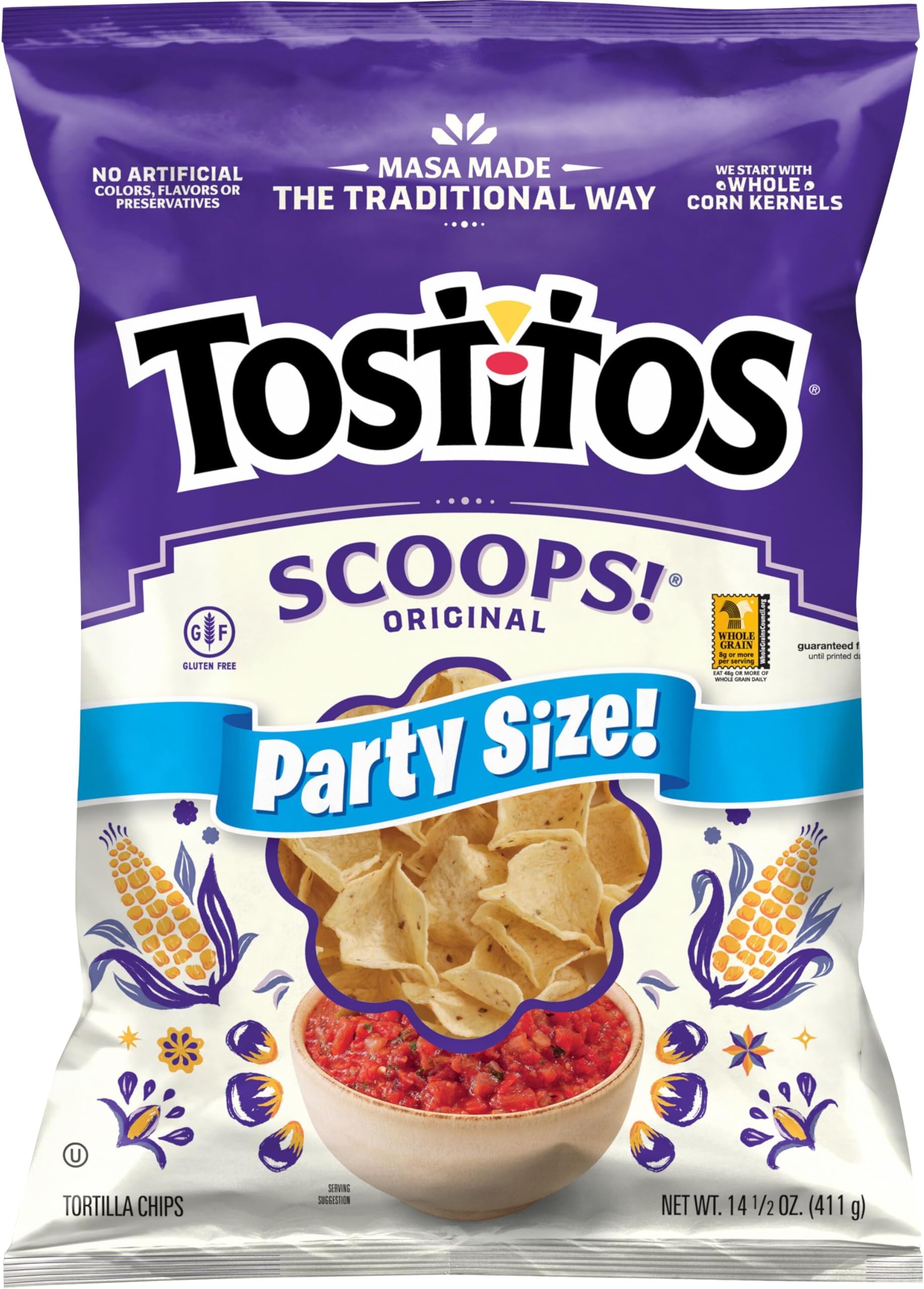 Tostitos Scoops Tortilla Chips Party Size Bag, 14.5 Oz