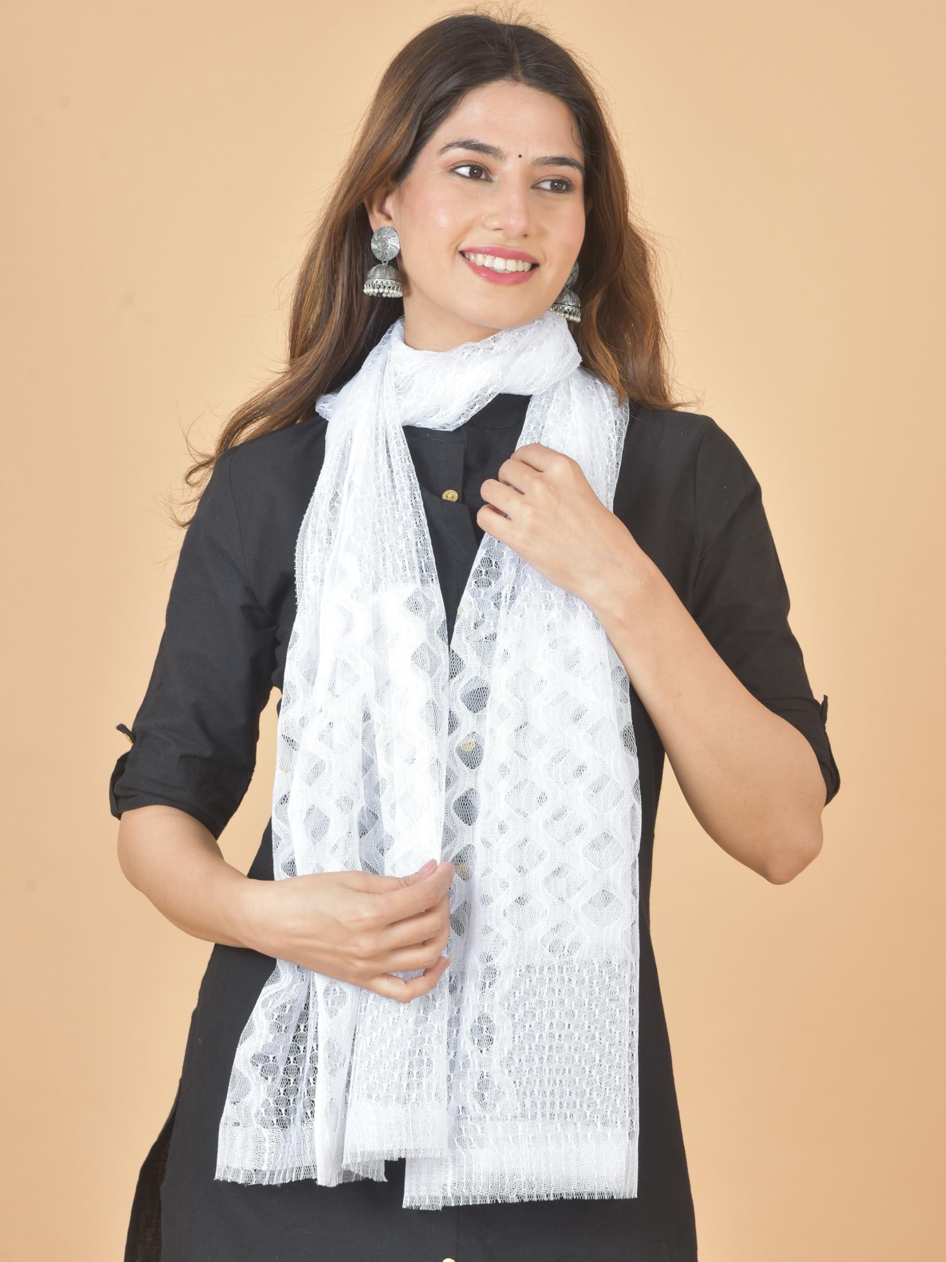 Nakoda Creation Net Self Design Women Dupatta (Super Net Dupatta-White) - AB6698-image-20