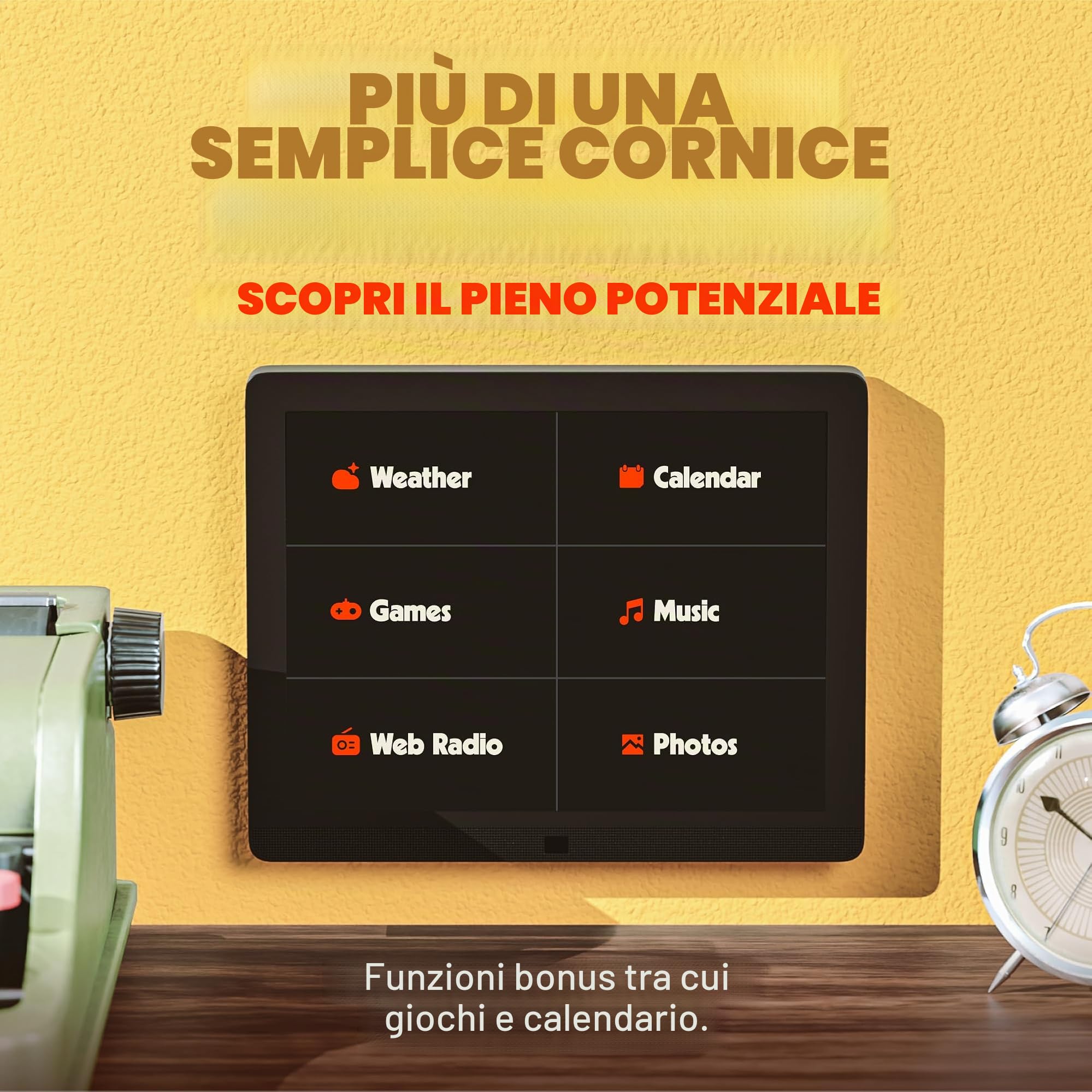 Cornice digitale WiFi da 10 pollici Pix-Star con indirizzo e-mail e archiviazione cloud gratuita | Regalabilissima per i nonni | display IPS | Sensore di movimento | Semplice installazione