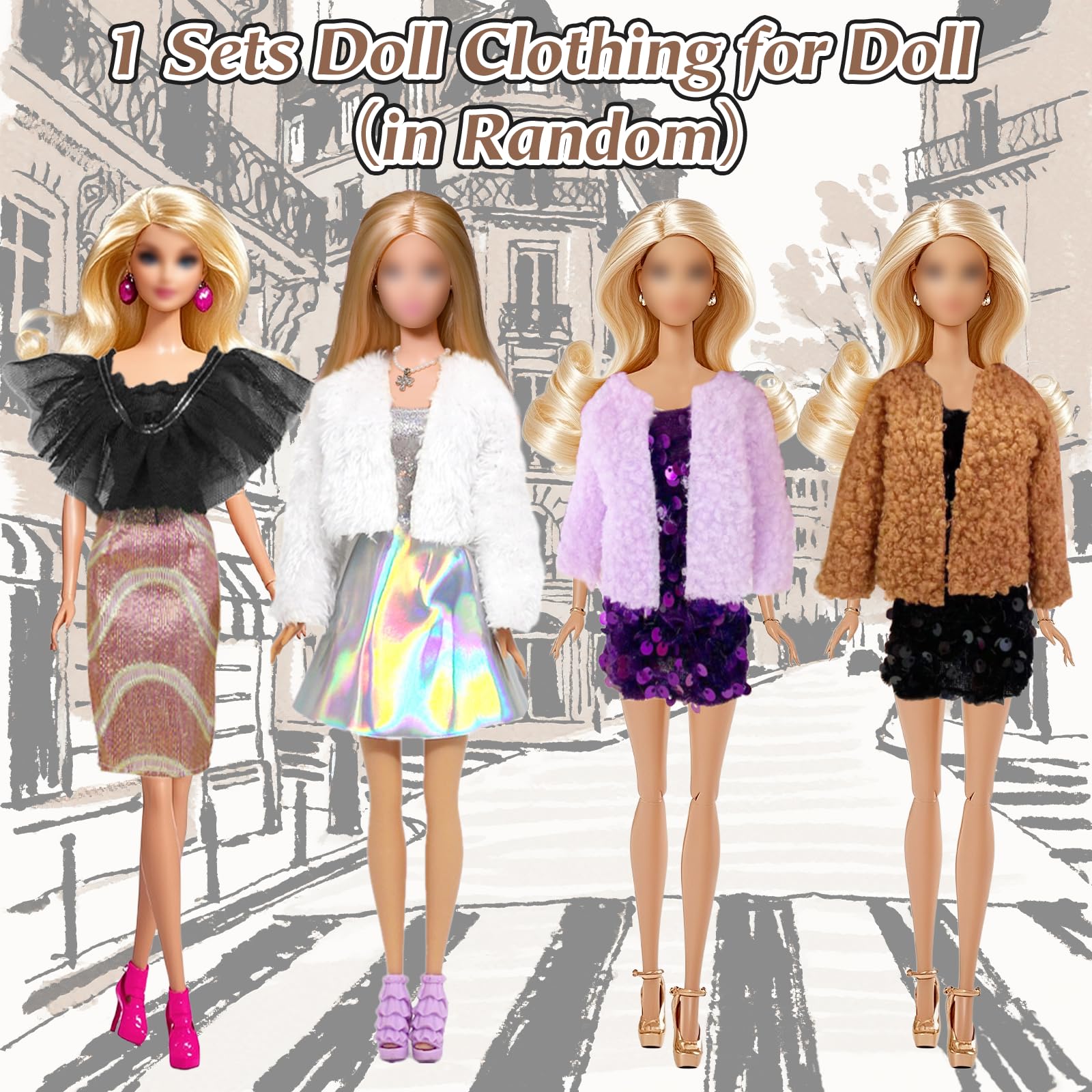 14 PCS Doll Clothes Outfit Compatible with Barbie 11.5 Inch Doll - Image 3