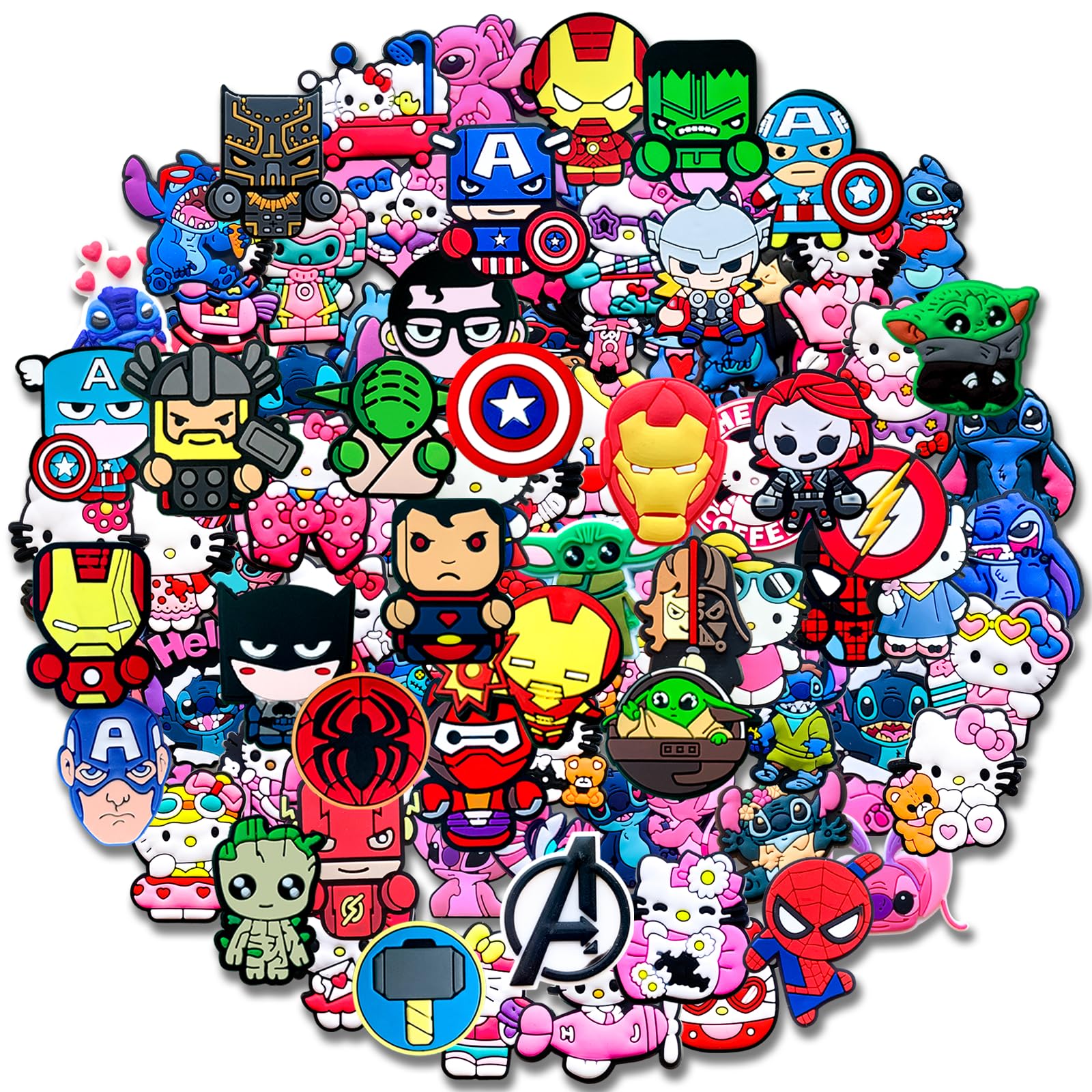 35 50 100Pcs Cartoon Random Shoe Decoration Charms for Croc Clog, Cute No-Repeat Different Charms Accessories