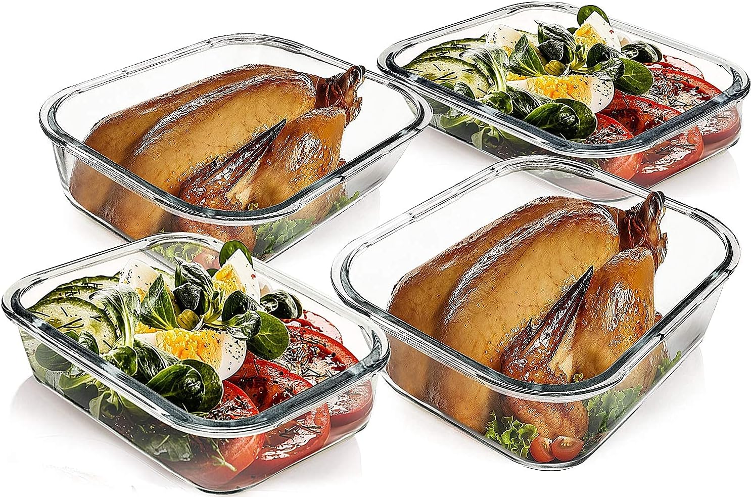 [80 oz & 36 oz]Extra Large Glass Food Storage/Baking Containers Set with Locking Lids, 2 Pack 80 oz(10 cup)&2 Pack 36 oz (4.5 cup)Airtight Glass Container,Microwave,Oven,Freezer and Dishwasher, Gray