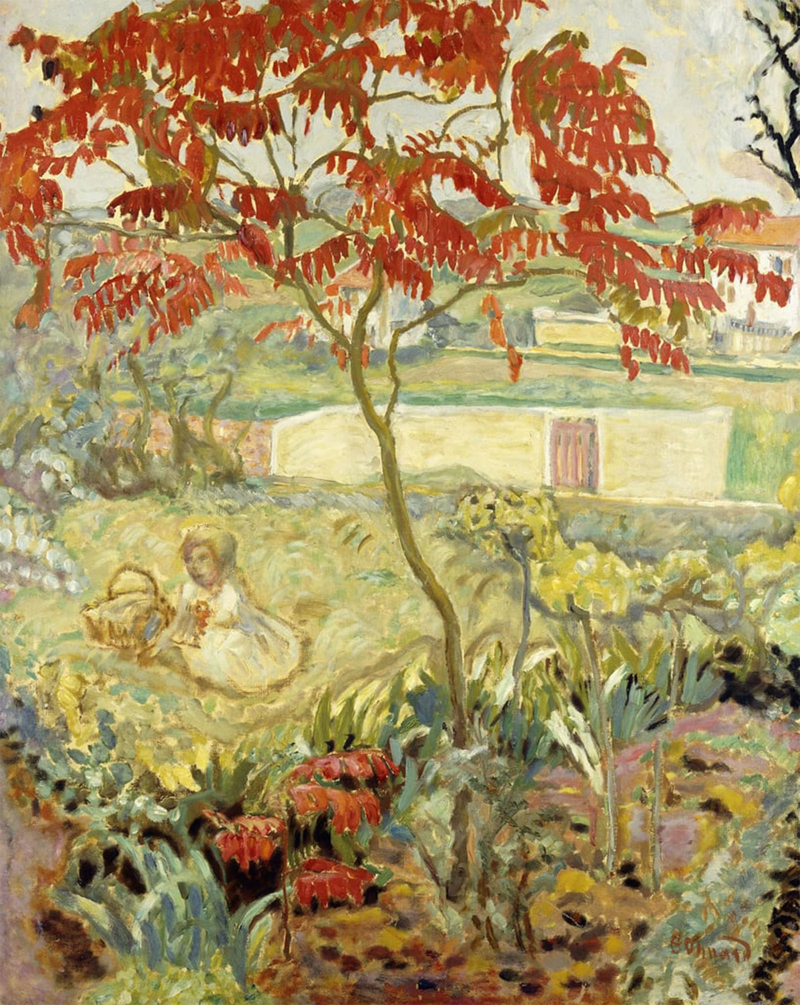POSTERIIk Vintage Art Print Images Pictures Print the Garden and the Red Tree the Garden At the Red Tree by Pierre Bonnard Modern Colour Posters for Office Home Decor 60x90cm