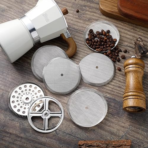 Miniatura 7 de Sabary 8 piezas de repuesto para filtro de prensa francesa, incluye 6 piezas de malla de prensa francesa de acero inoxidable que contiene disco en