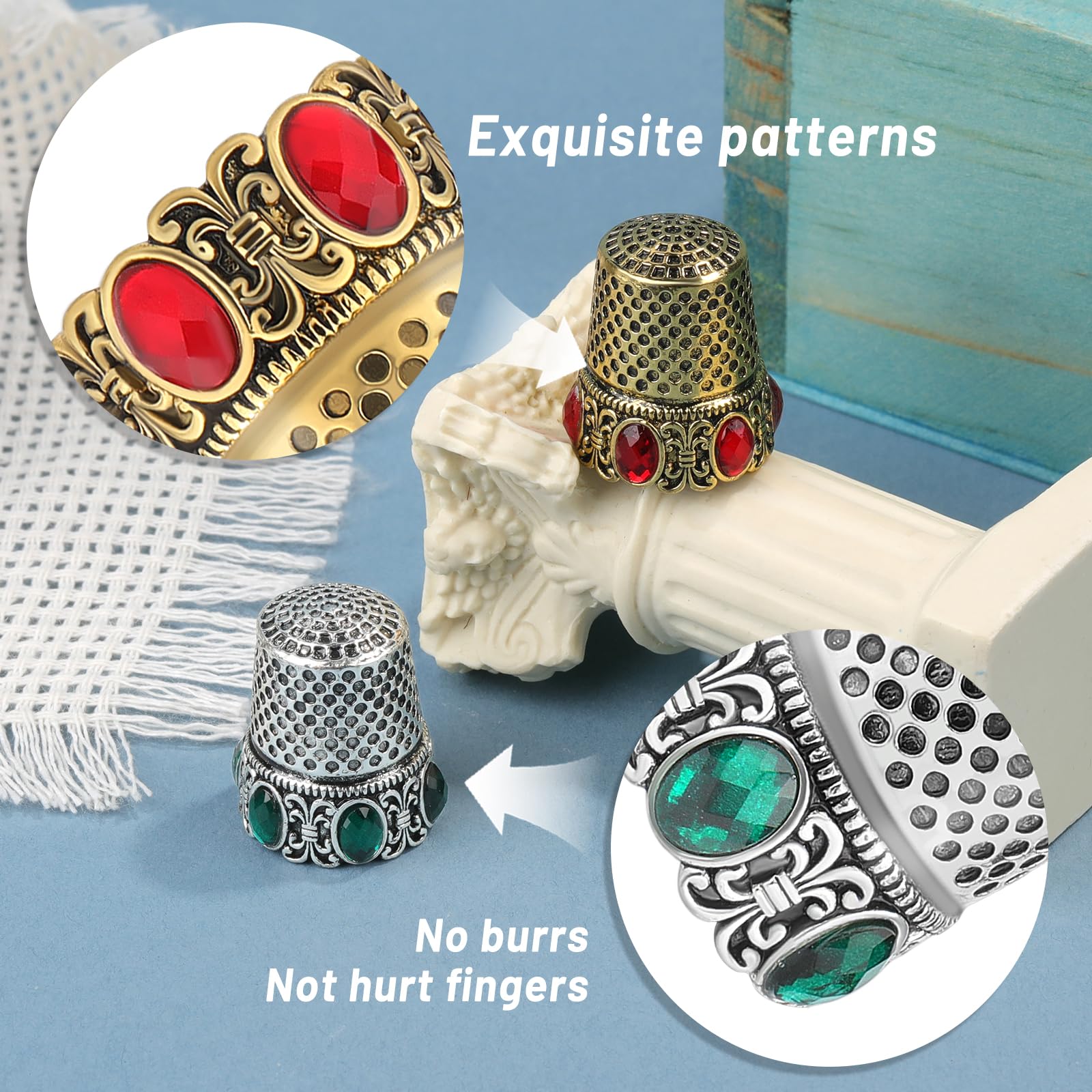 Fingerschutz Aus Metall – 6 Stück Gold, 1,4x1,7x2,3 Cm, Mit Sicherheitsrillen, Für Nähen, Sticken & Handarbeit