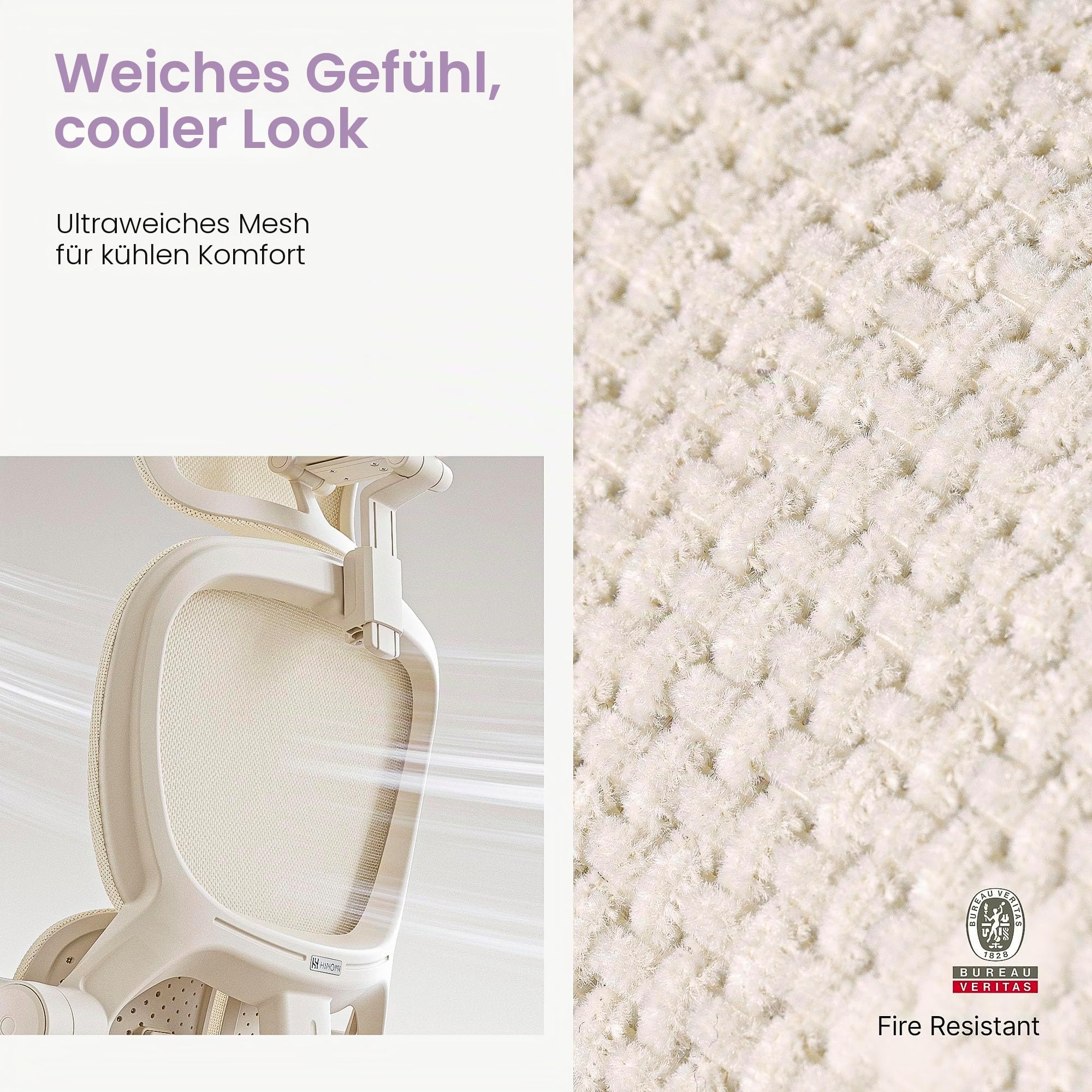 HINOMI Q2 Ergonomischer Bürostuhl mit Lendenwirbelstütze, verstellbarem Kopfstütze, Mesh-Sitz, klappbaren Armlehnen, neigbar mit Fußstütze, stilvolles Modell für Home Office & Studium (Grau)