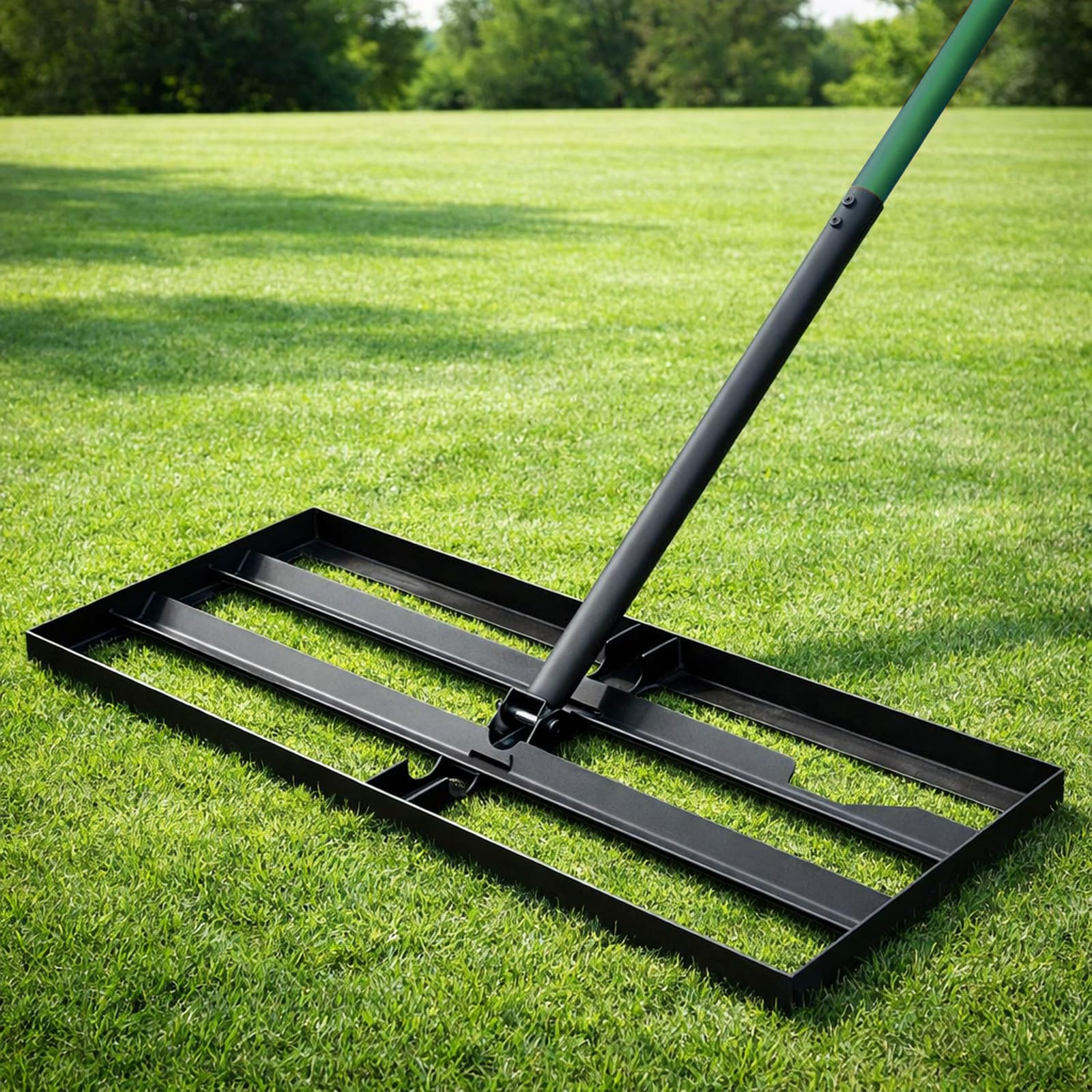 Lawn Leveling Rake, 30"x10" Leveling Rake with 78 Inch Adjustable Handle, Stainless Steel, for Backyard, Garden, Golf Course, Farm ＆ Pasture, Professional Lawn Care Tool - Green