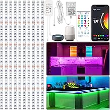 maylit 10 PCS Smart RGB Under Cabinet Lights Kit, Compatible with Alexa and Google Assistant, App and Remote Control, Music Sync Color Changing, Timer, Dimmable, for Cabinet, Counter, Shelf, Bookcase