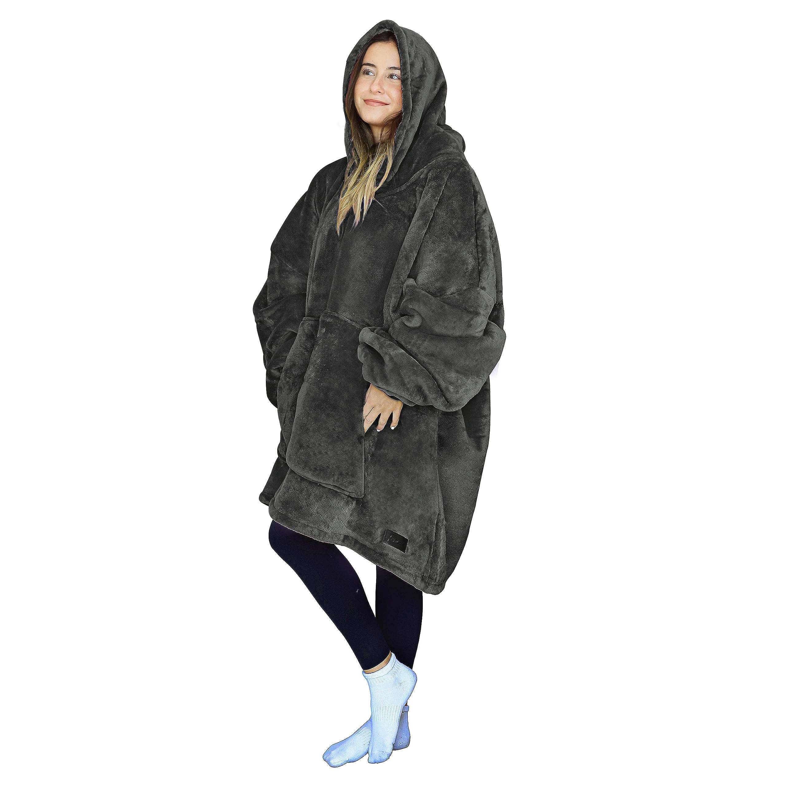 Catalonia Classy Couverture à Capuche Sherpa surdimensionnée Grand Sweat à Capuche, Couverture de Pull Chaud et Moelleux avec Poche Avant, Cadeaux d'hiver pour Adultes Femmes Hommes