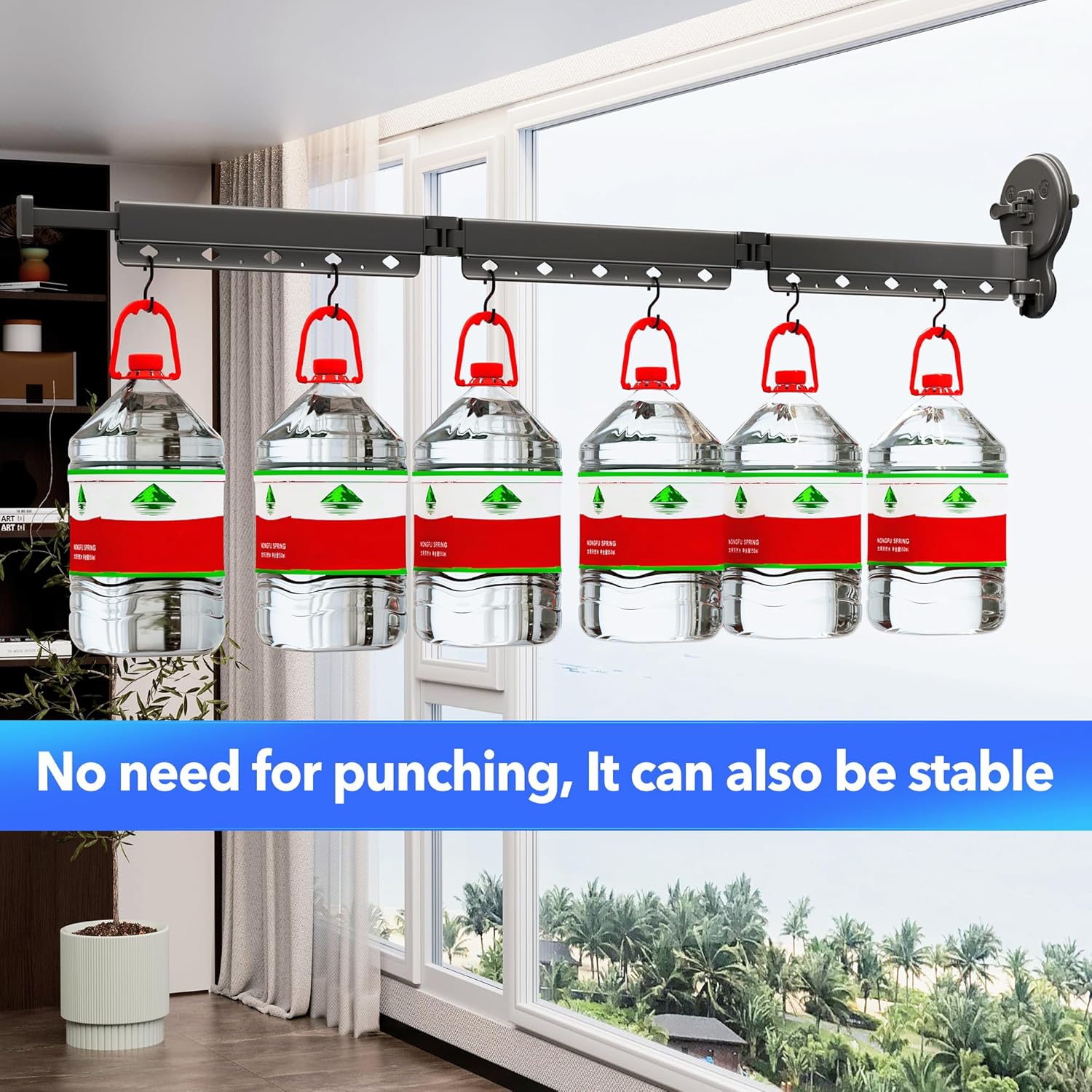 Suction Cup Clothes Drying Rack,Drying Rack Clothing Wall Mounted,Laundry Drying Rack,Foldable,Collapsible,Retractable,Clothes Hanger Rack with Clips