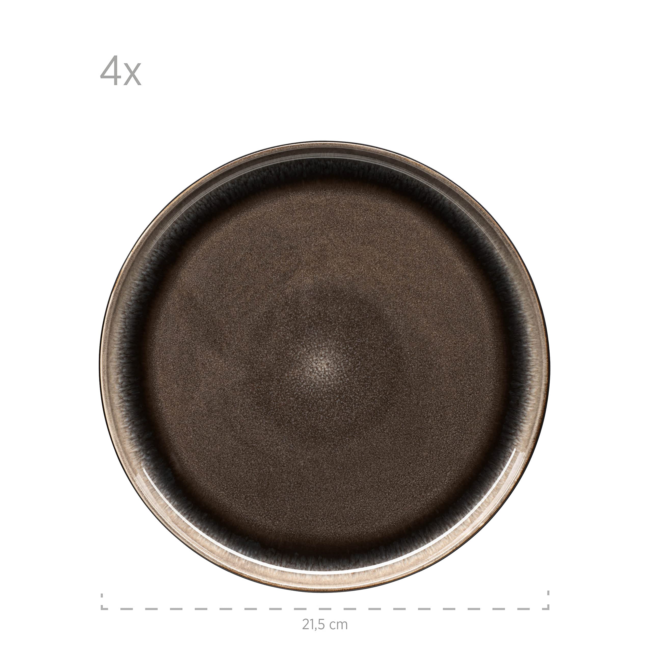 MÄSER 931972, serie Niara, moderne bordenset voor 6 personen in spannende vintage look, 12-delige tafelservies van keramiek in blauw en zwart, steengoed