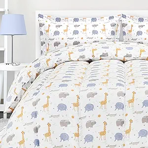 Utopia Bedding All Season Safari Comforter Set with 2 Pillow Cases, 3 Piece Soft Brushed Microfiber Kids Bedding Set for Boys/Girls, Machine Washable (Twin)