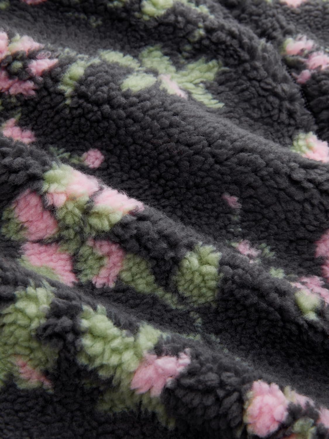 CIDER Sherpa Jacket Women Fleece Jacket Turtle Neck Floral Cropped Graphic Zipper Jacket for Winter