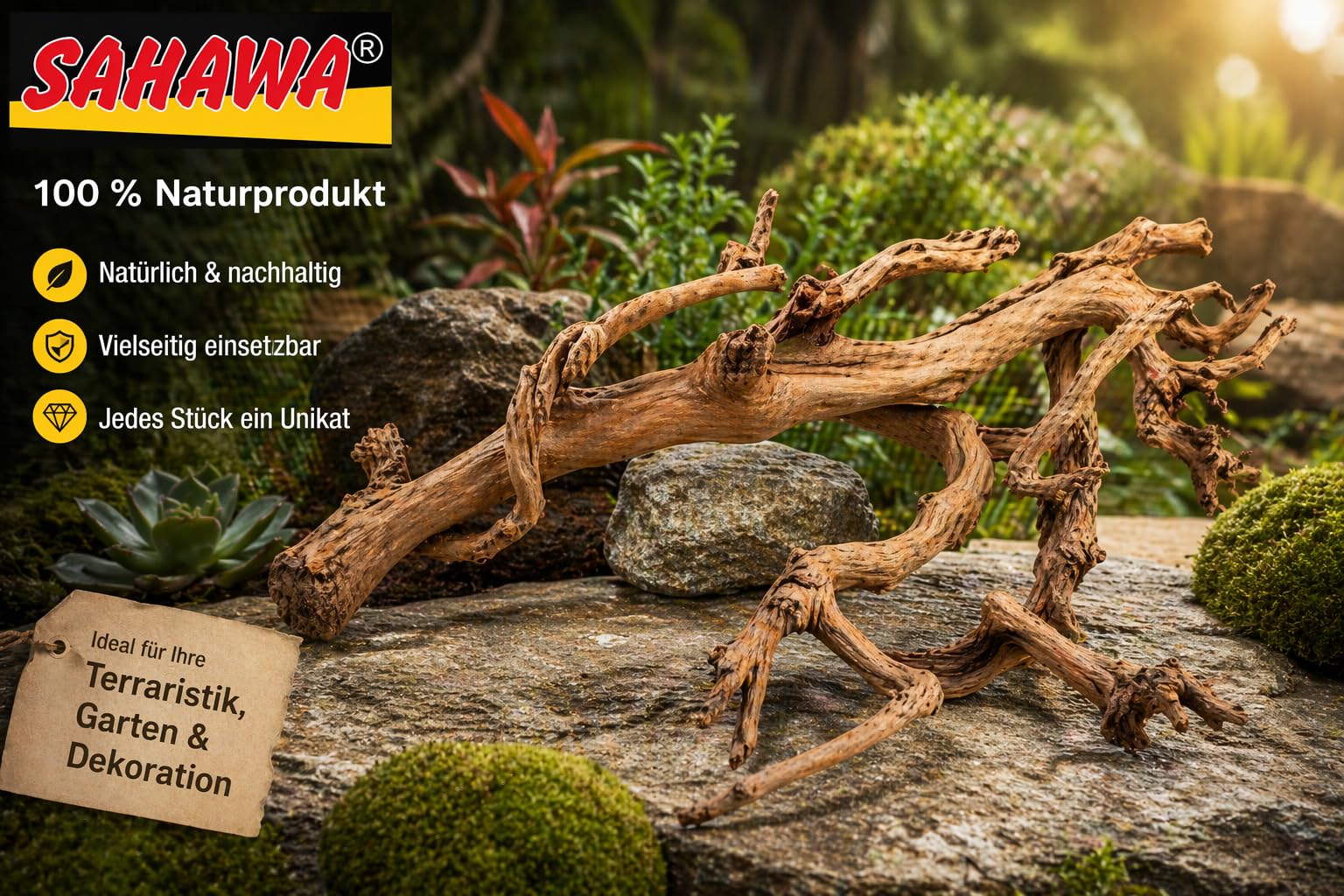 Weinrebe, Rebenholz, verästelt, sandgestrahlt, Verschiedene Größen, Terrarium Deko, Sitzstange, Vogelsitzplatz, Käfigzubehör, Floristik und Raumschmuck