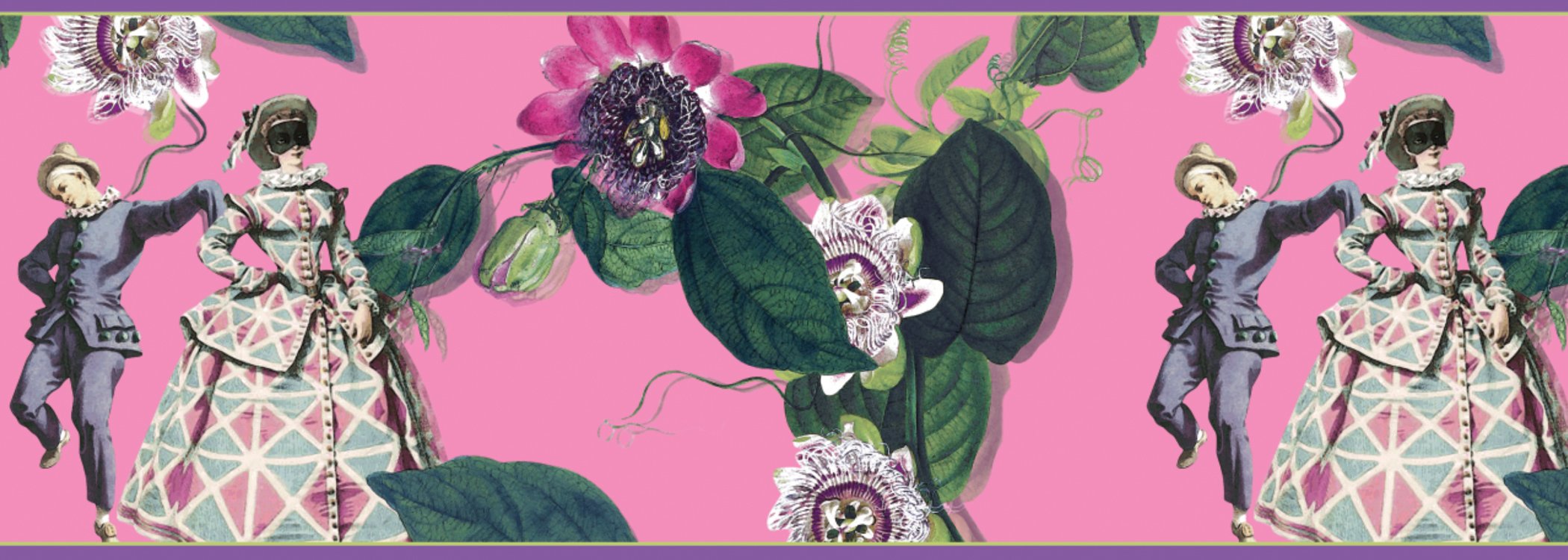 3er Set GMM Blumen Bordüre, Tapetenborte - Designer Tapetenborte für Venedig Liebhaber in pink, 3x5m, ideal zum Einzug, Umzug, Renovierung um Zimmer, Küche, Gänge, WC aufzupeppen