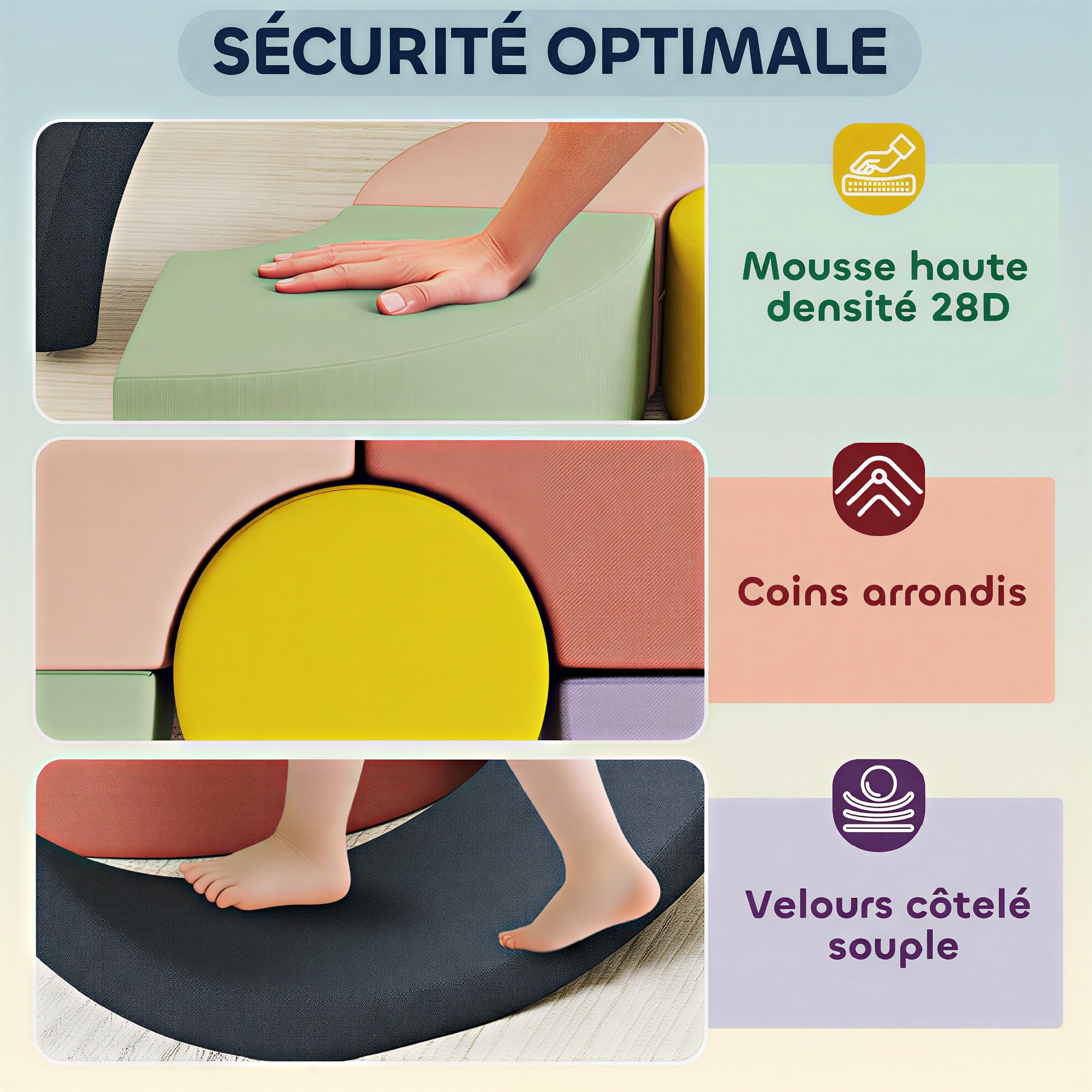 AIYAPLAY Parcours motricité bébé en Mousse 7 PCS, Module motricité bébé avec Housse Lavable, Jouets éducatifs Ramper et Grimper pour Enfants d'âge préscolaire, Multicolore