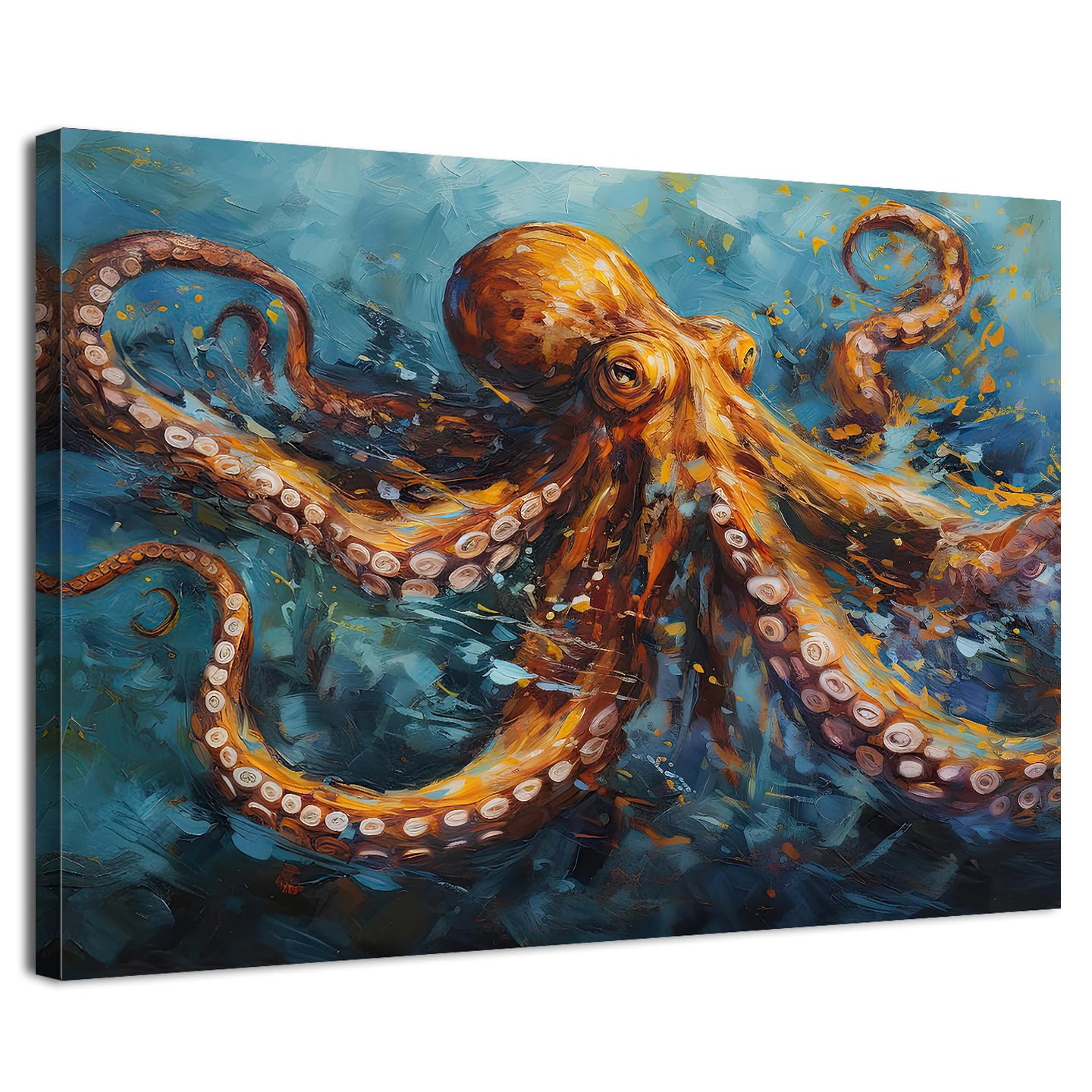 AIYISU Octopus Wall Art Bathroom Decor Sea Animal Pictures Ocean Beach Canvas Prints Abstract Coastal Marine Life Painting Nautical Theme Artwork for Bedroom Living Room Home Decoration 30x40cm