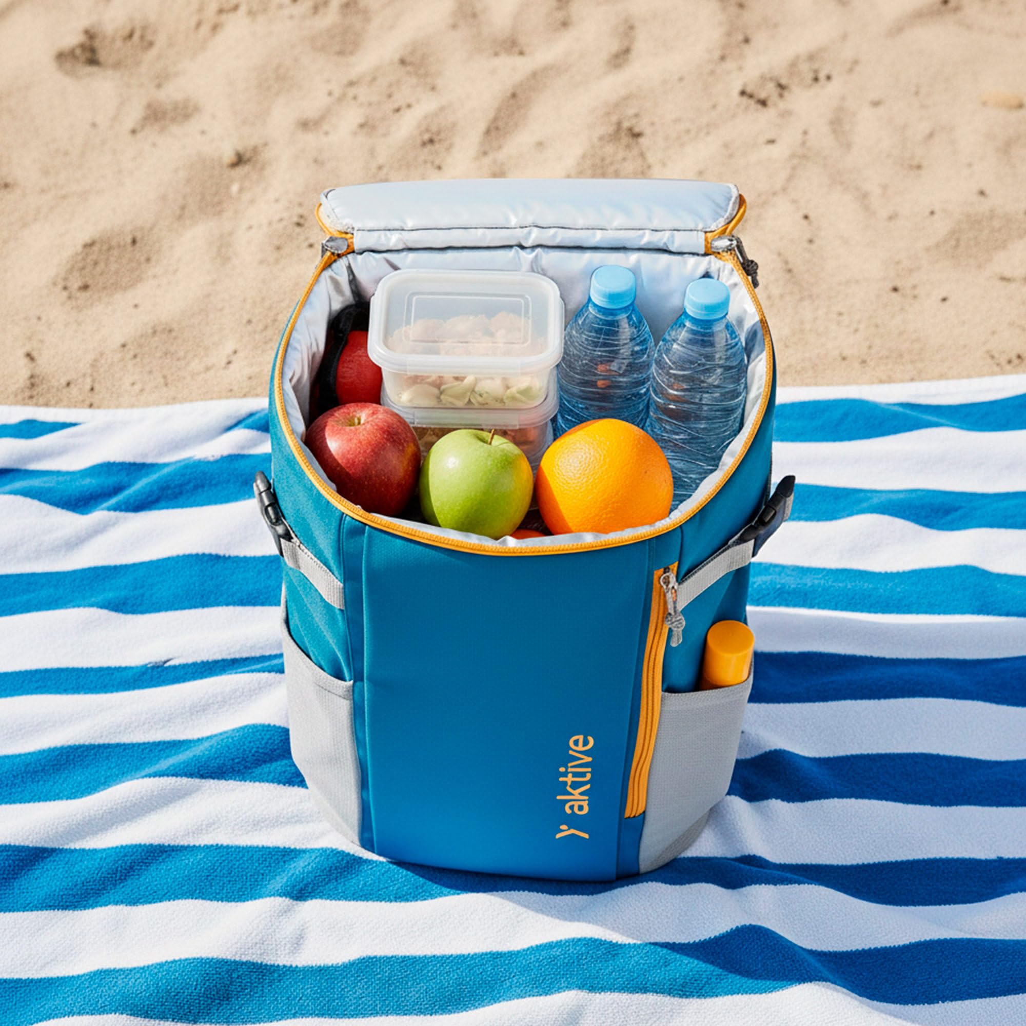 AKTIVE Mochila Nevera 15 L, 27x20x43 cm, con Bolsillos Laterales, Bolsillo Frontal con Cremallera, Asas Ajustables, Materiales isotérmicos (80802)