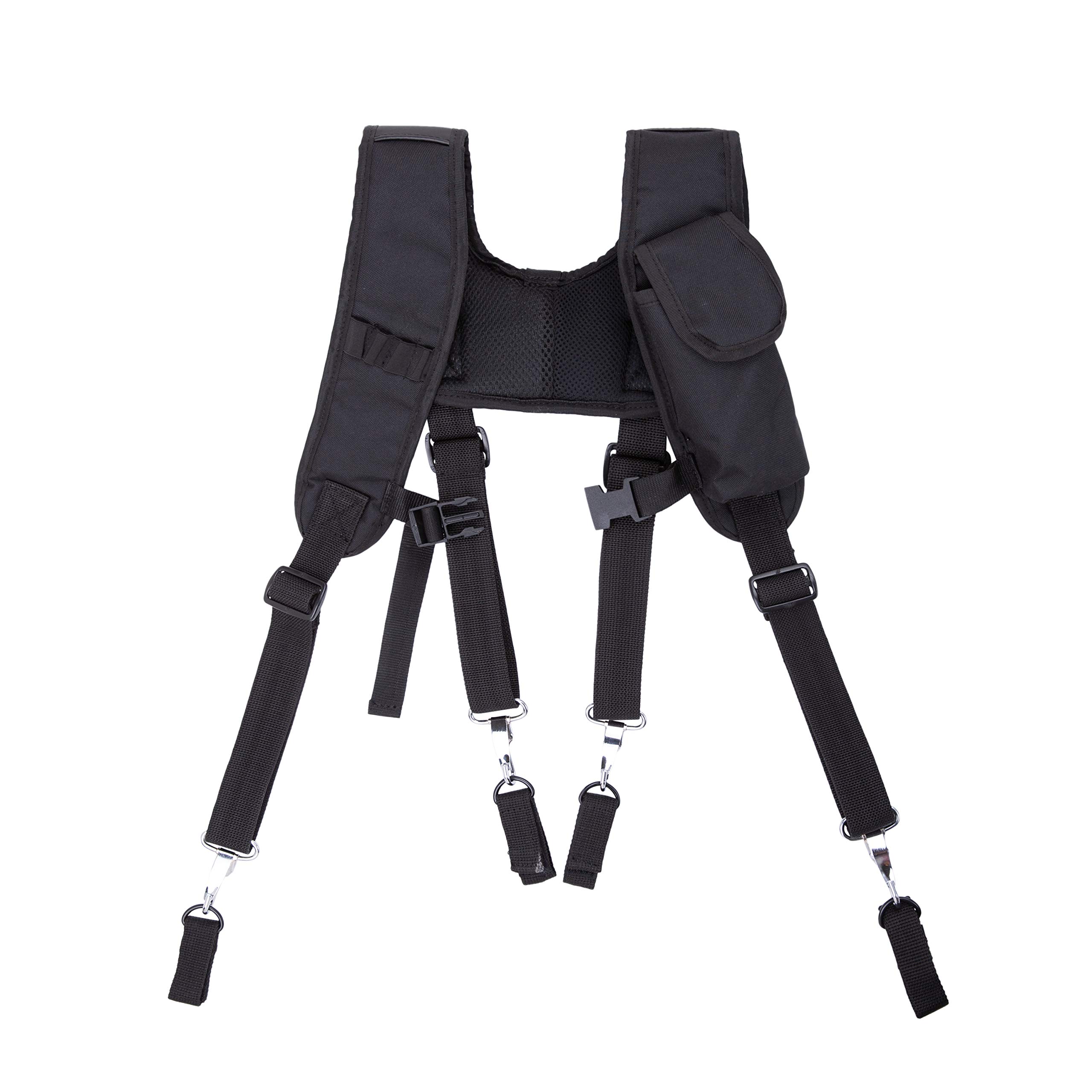 LAUTUS Padded Tool Belt Suspenders w/Chest Strap, Pencil Sleeve, Tape Measure, Cell Phone Holder | Comfortable & Heavy Duty | Fully Adjustable | Construction Grade |